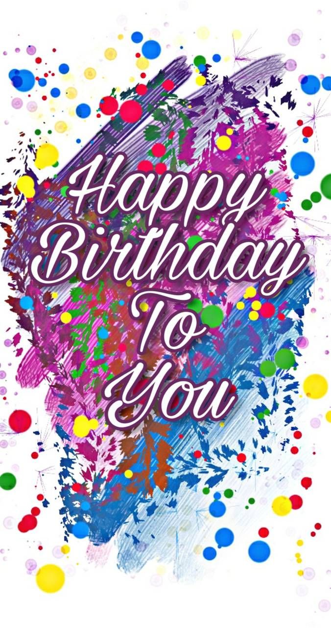 Happy Birthday scritta colorata schizzi, 676x1280 Full HD Verticale, Smartphone