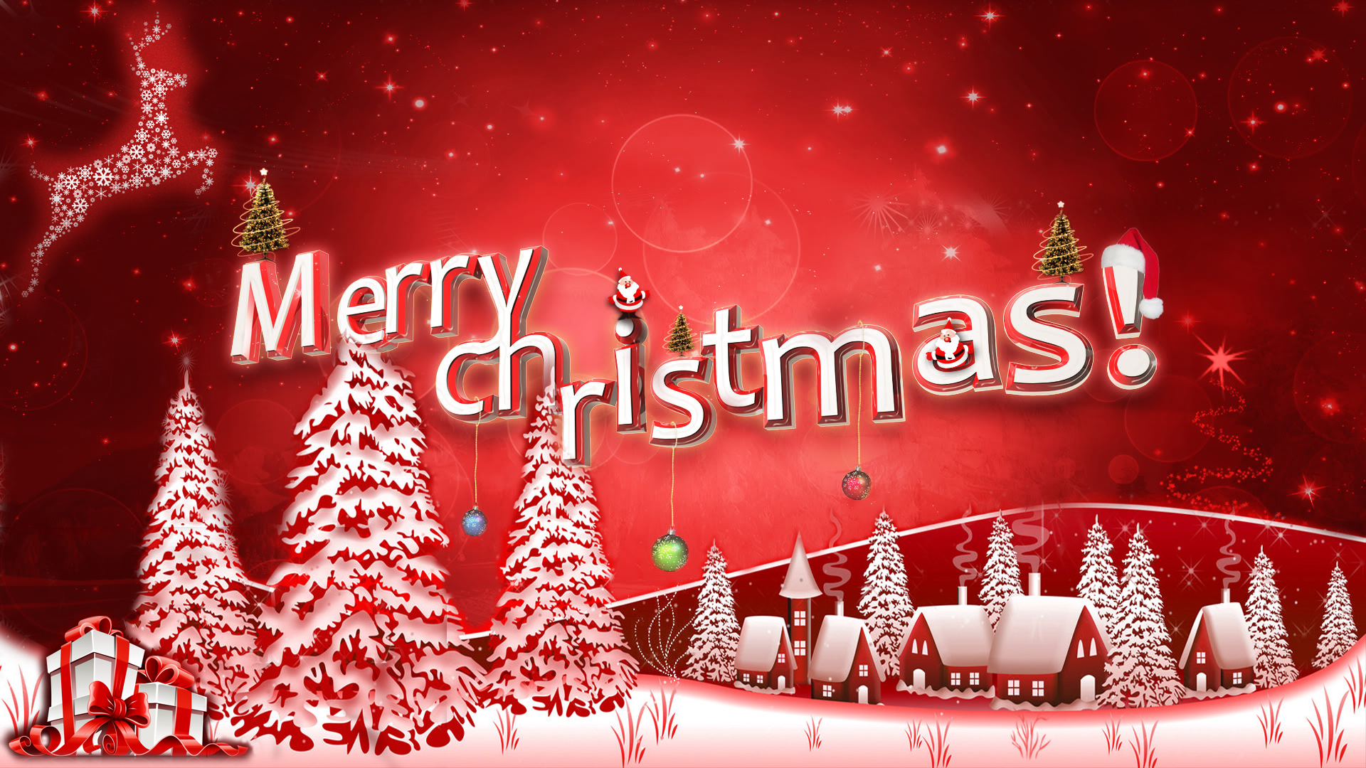 Merry Christmas alberi rossi, 1920x1080 1080p, Desktop