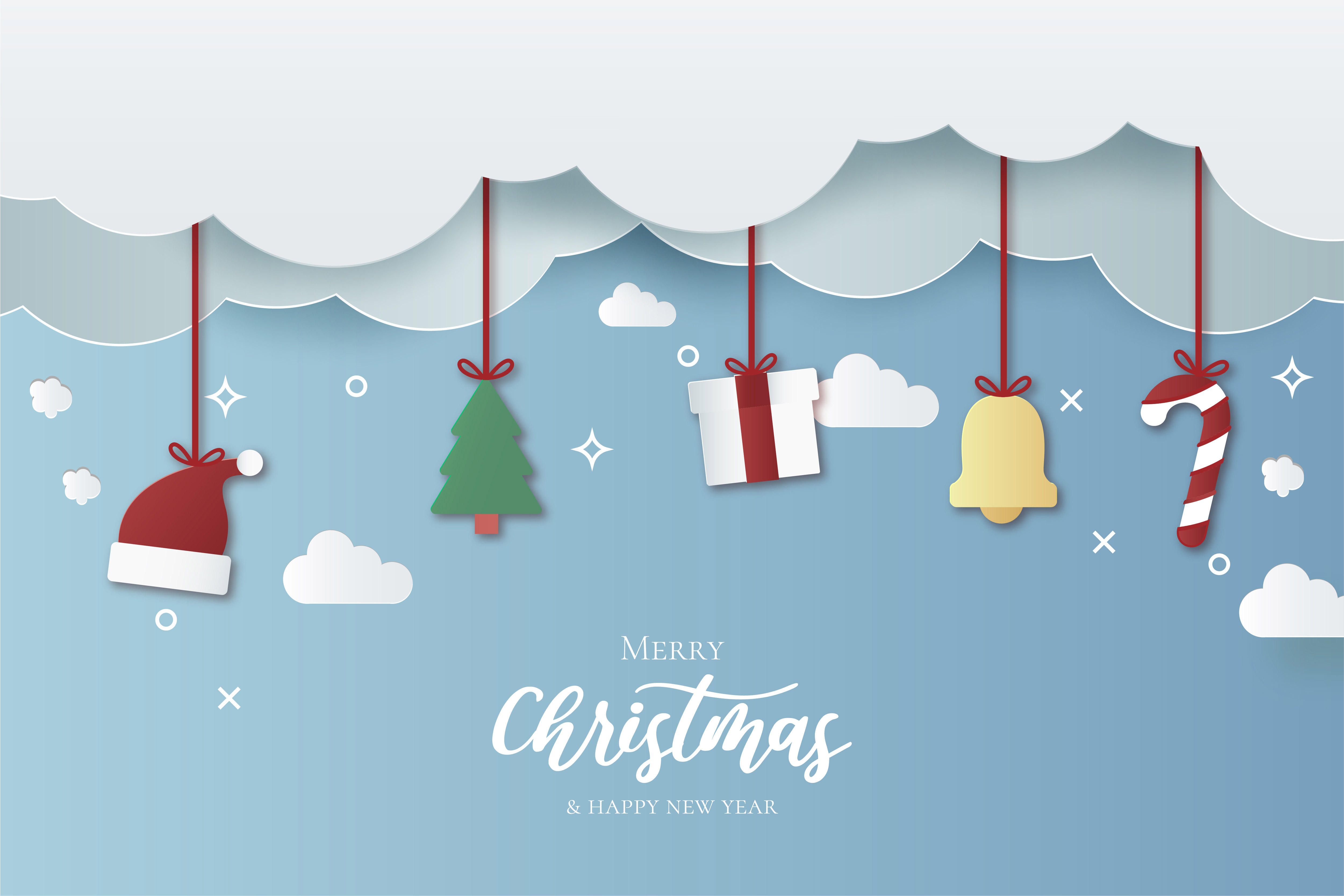 Decorazioni natalizie appese stile carta, 5001x3334 4K, Desktop 4K