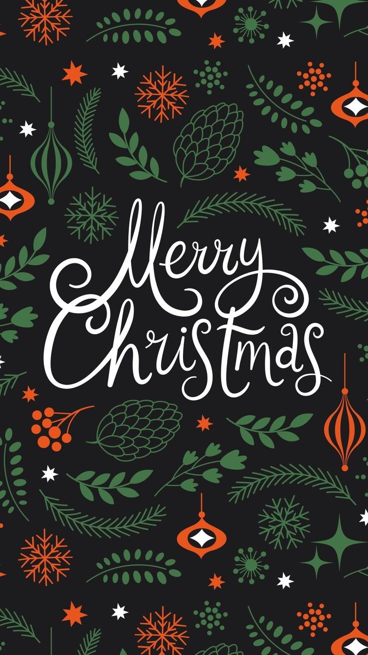 Merry Christmas scritta decorativa natalizia, 736x1308 Verticale, Mobile