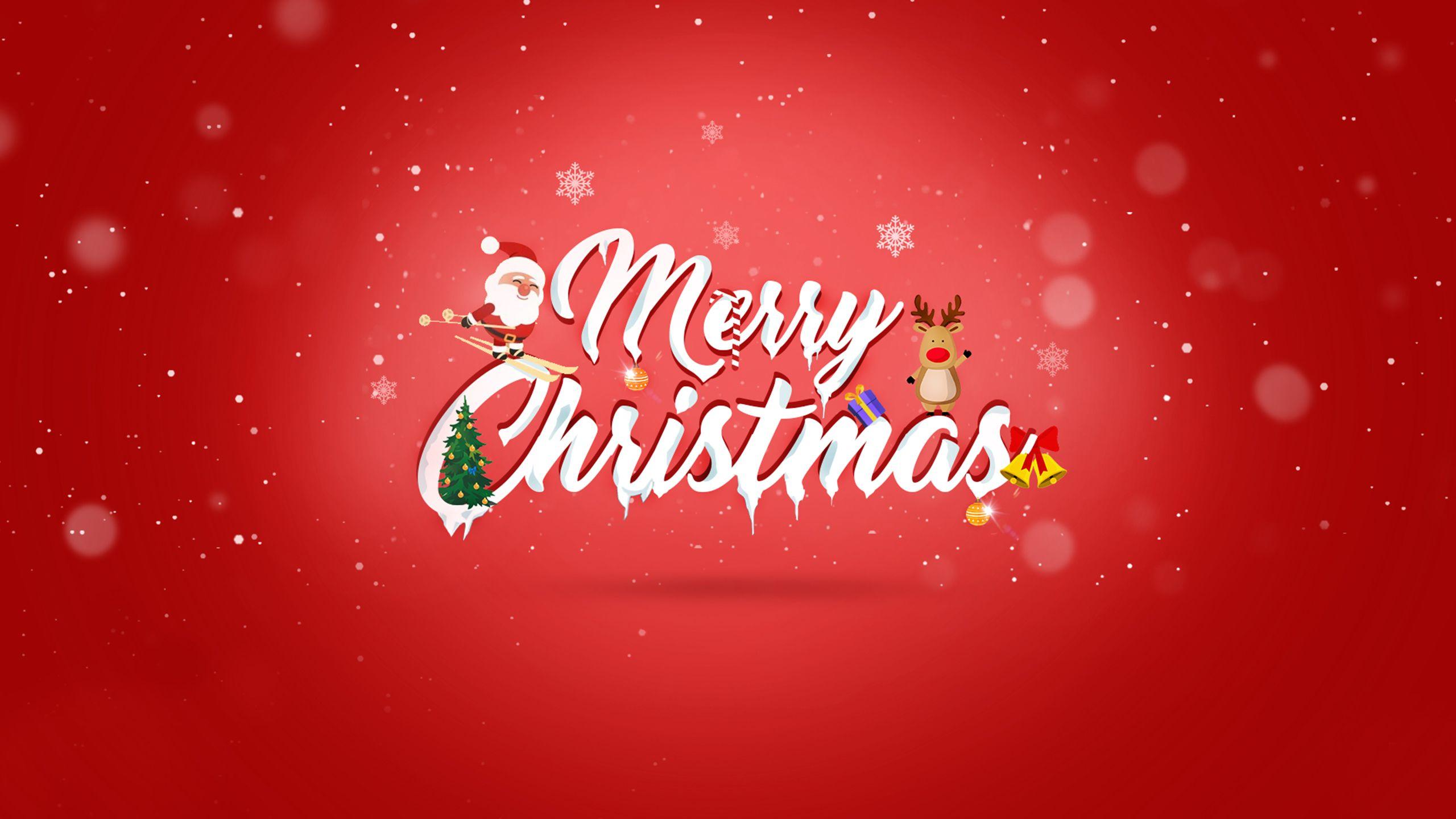 Scritta Merry Christmas rossa, 2560x1440 QHD, Laptop