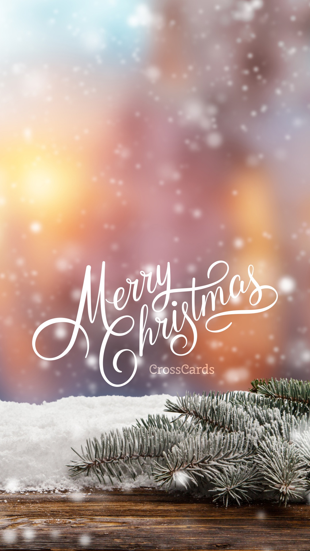 Merry Christmas ramo pino neve, 1080x1920 Full HD Verticale, iPhone