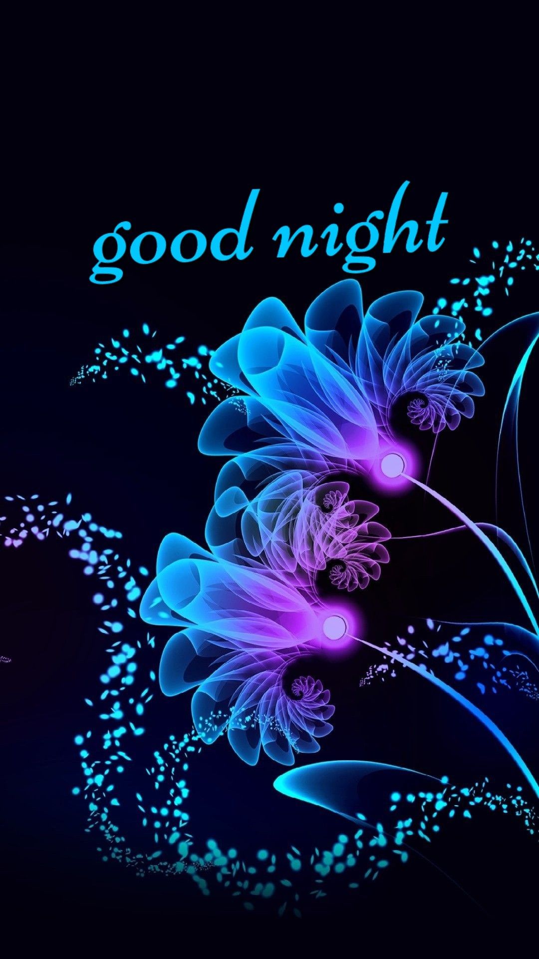 Fiori neon blu viola buonanotte, 1080x1920 Full HD Verticale, Samsung Galaxy