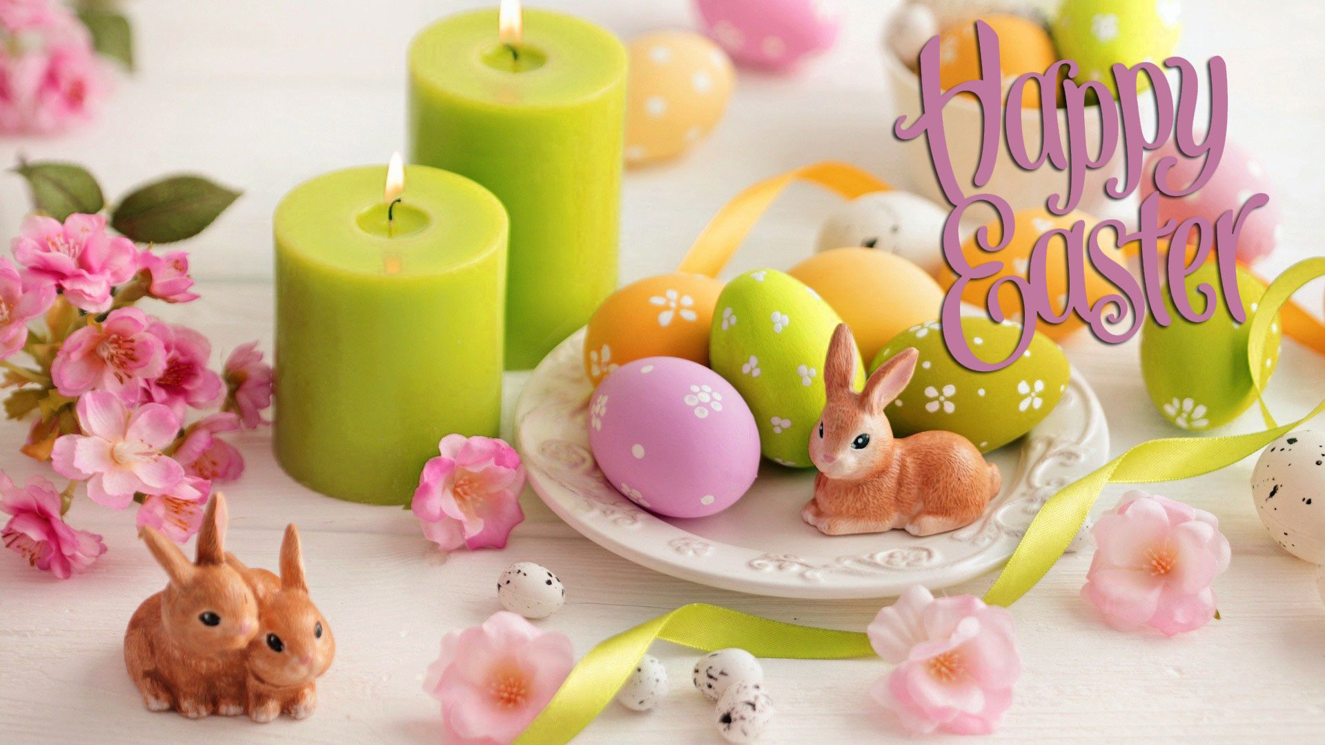 Uova e coniglietti pasquali decorativi, 1920x1080 Full HD, PC Desktop
