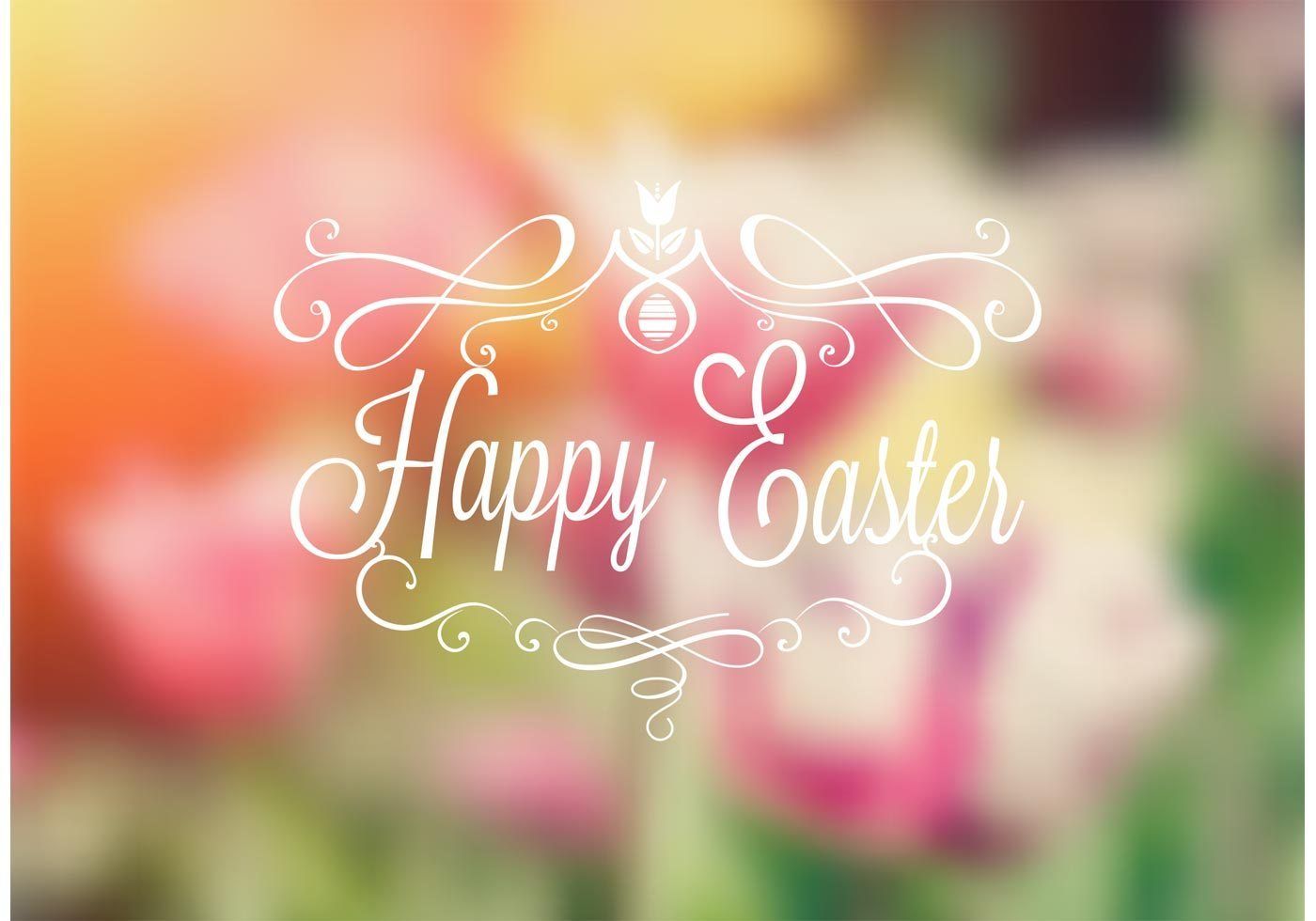 Scritta Happy Easter fiori sfocati, 1400x980 720p, Laptop