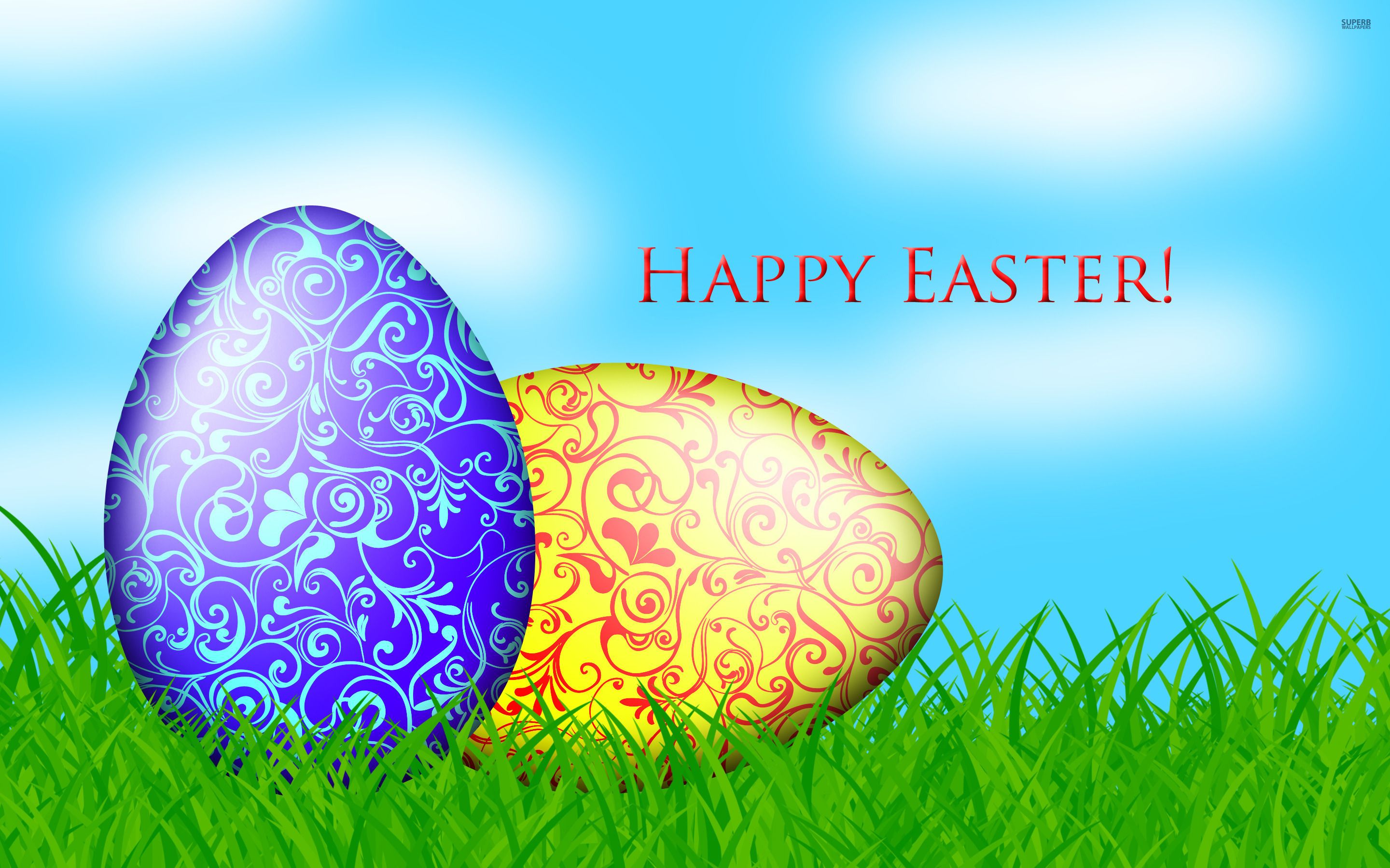 Uova di Pasqua decorate nell'erba, 2880x1800 WQXGA, Desktop