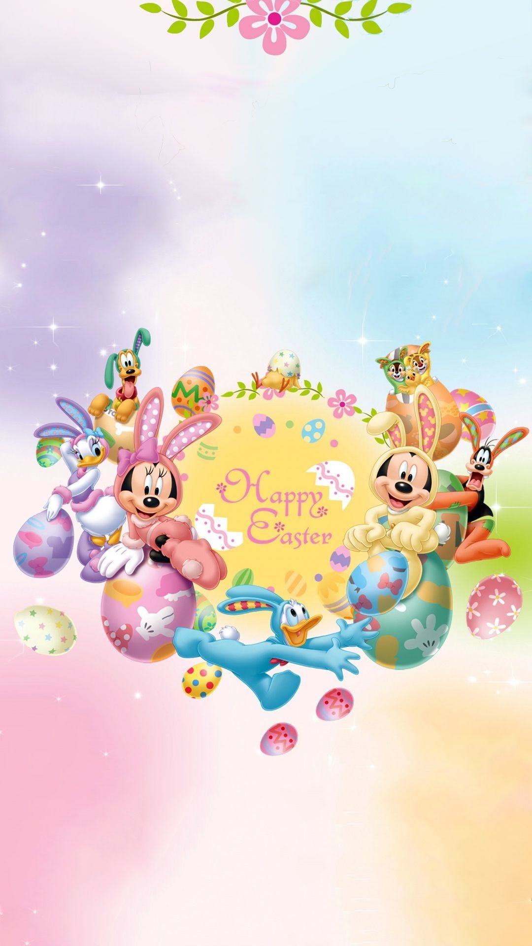 Personaggi Disney Pasqua colorati, 1080x1920 Verticale, Samsung Galaxy
