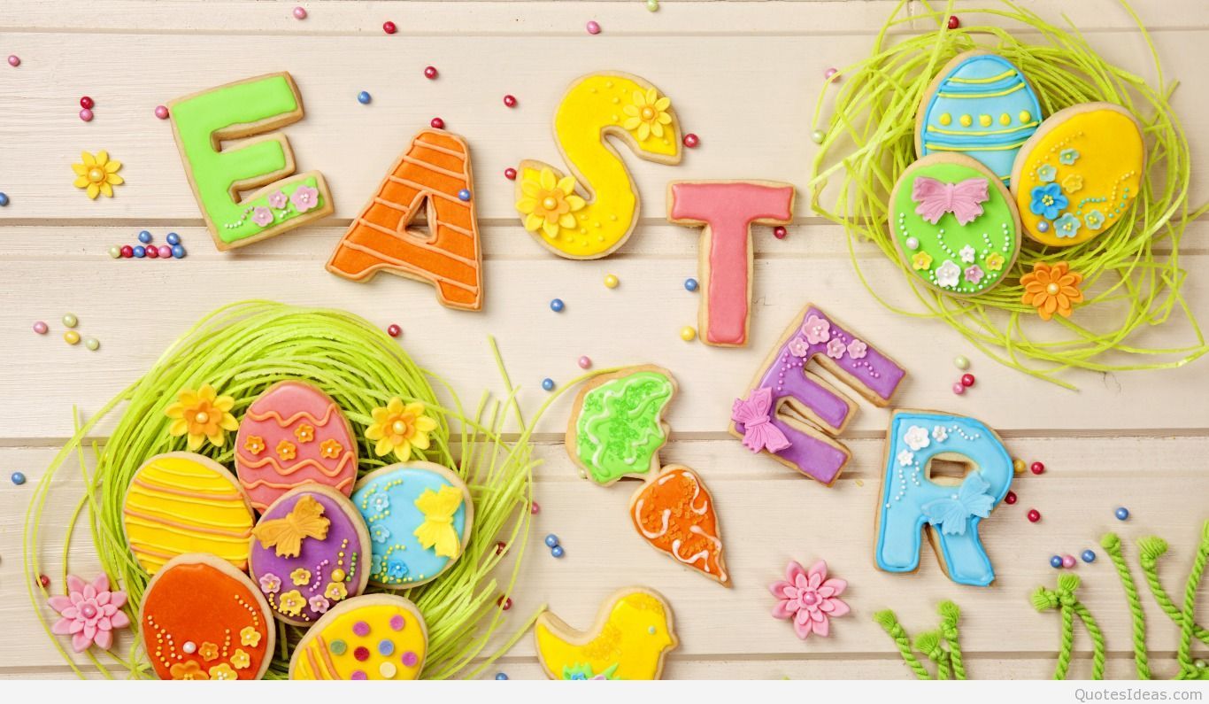 biscotti scritta Easter colorati, 1366x795 HD, PC Desktop