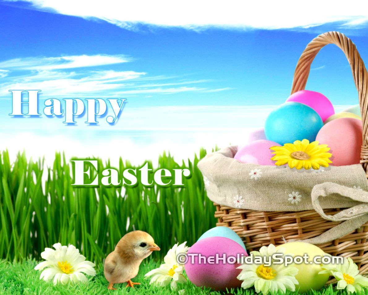 Cestino uova colorate pulcino Pasqua, 1190x952 HD, Desktop