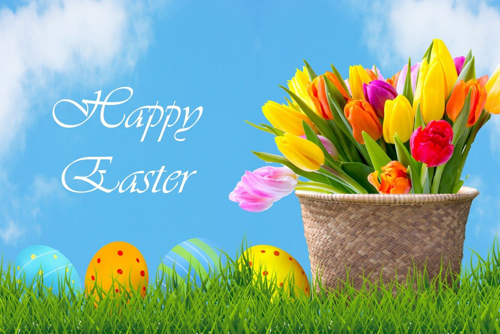Cesto tulipani e uova Pasqua, 1600x1067 HD Ready, PC