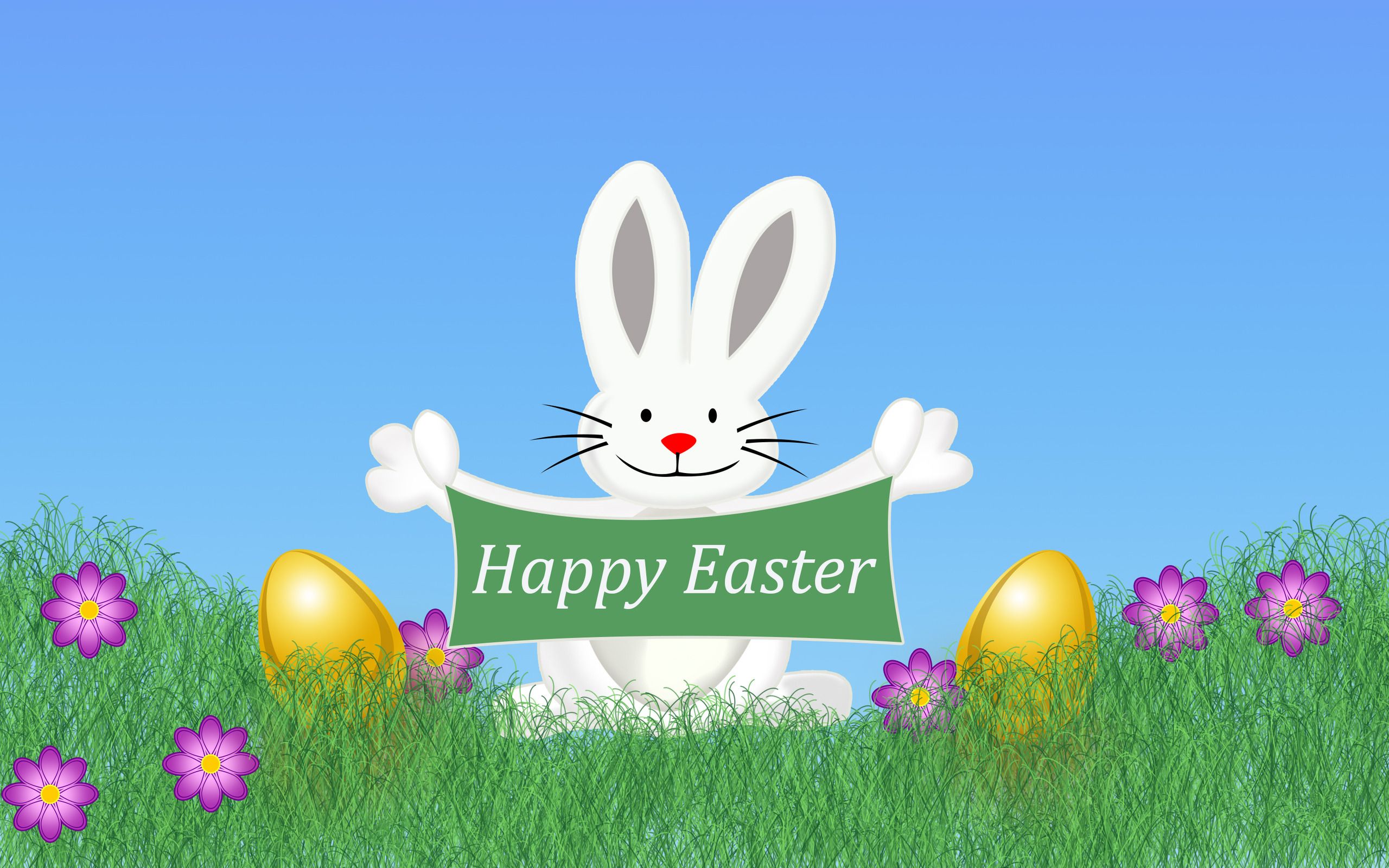 Coniglietto Pasqua con cartello, 2560x1600 2K, Desktop