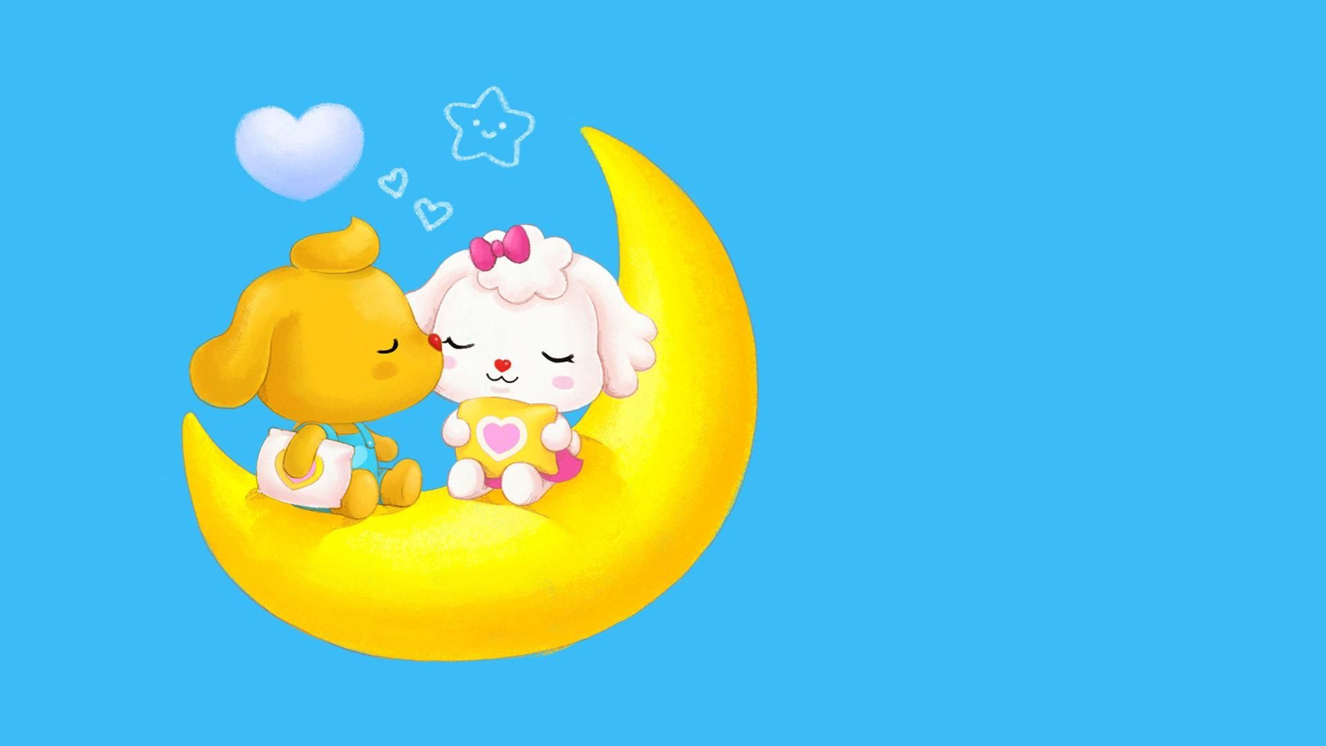 Coniglietti sulla luna, buonanotte, 1920x1080 Full HD, Desktop