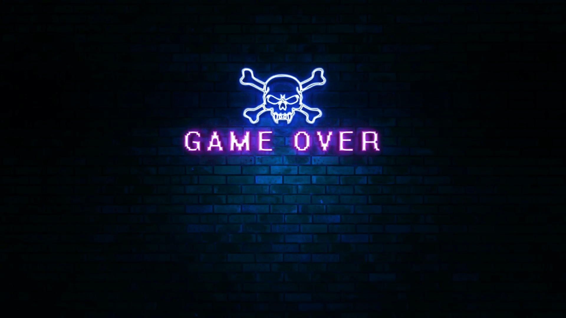 Insegna neon Game Over teschio, 1920x1080 Full HD, PC