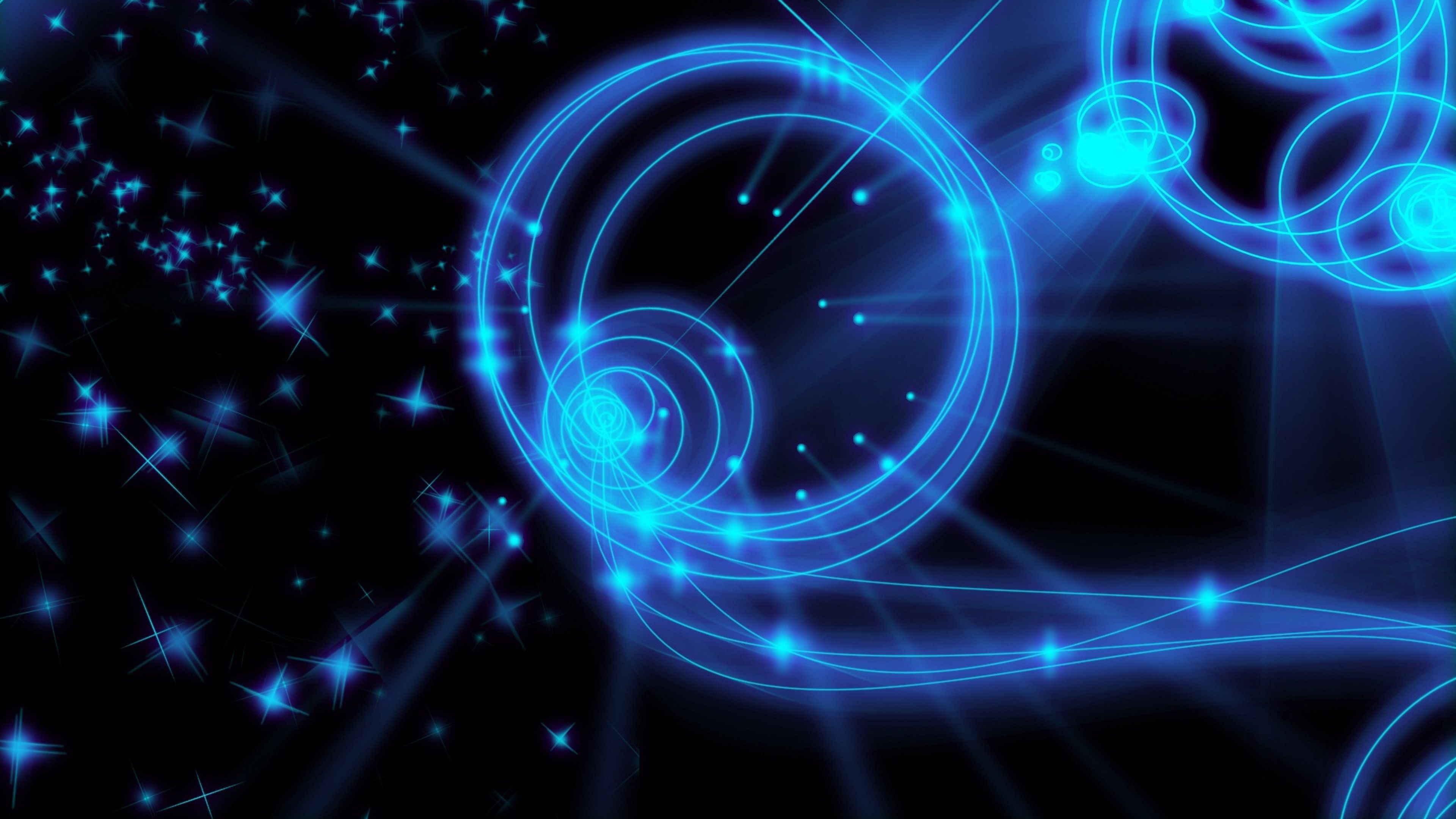 Spirali neon blu astratte, 3840x2160 4K, Desktop 4K