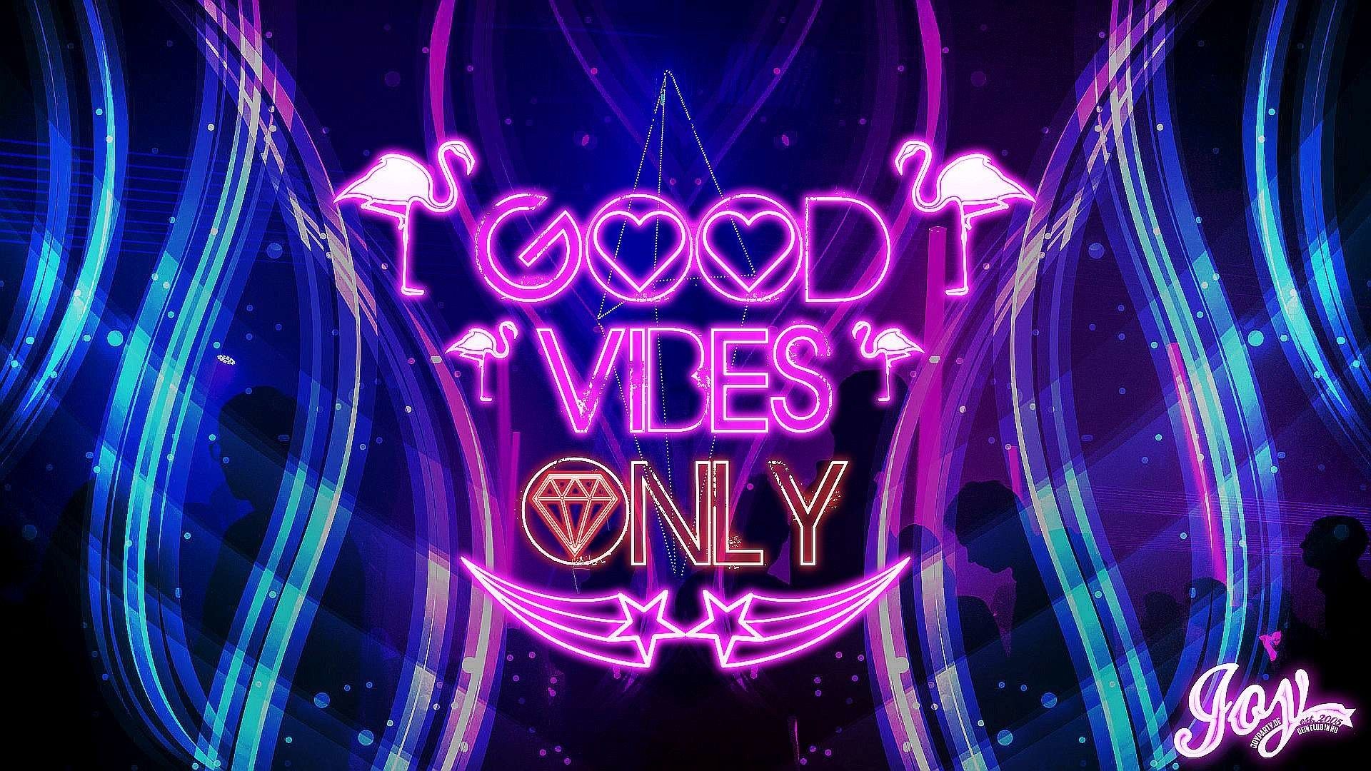 Good Vibes Only neon fenicotteri, 1920x1080 1080p, Monitor Gaming