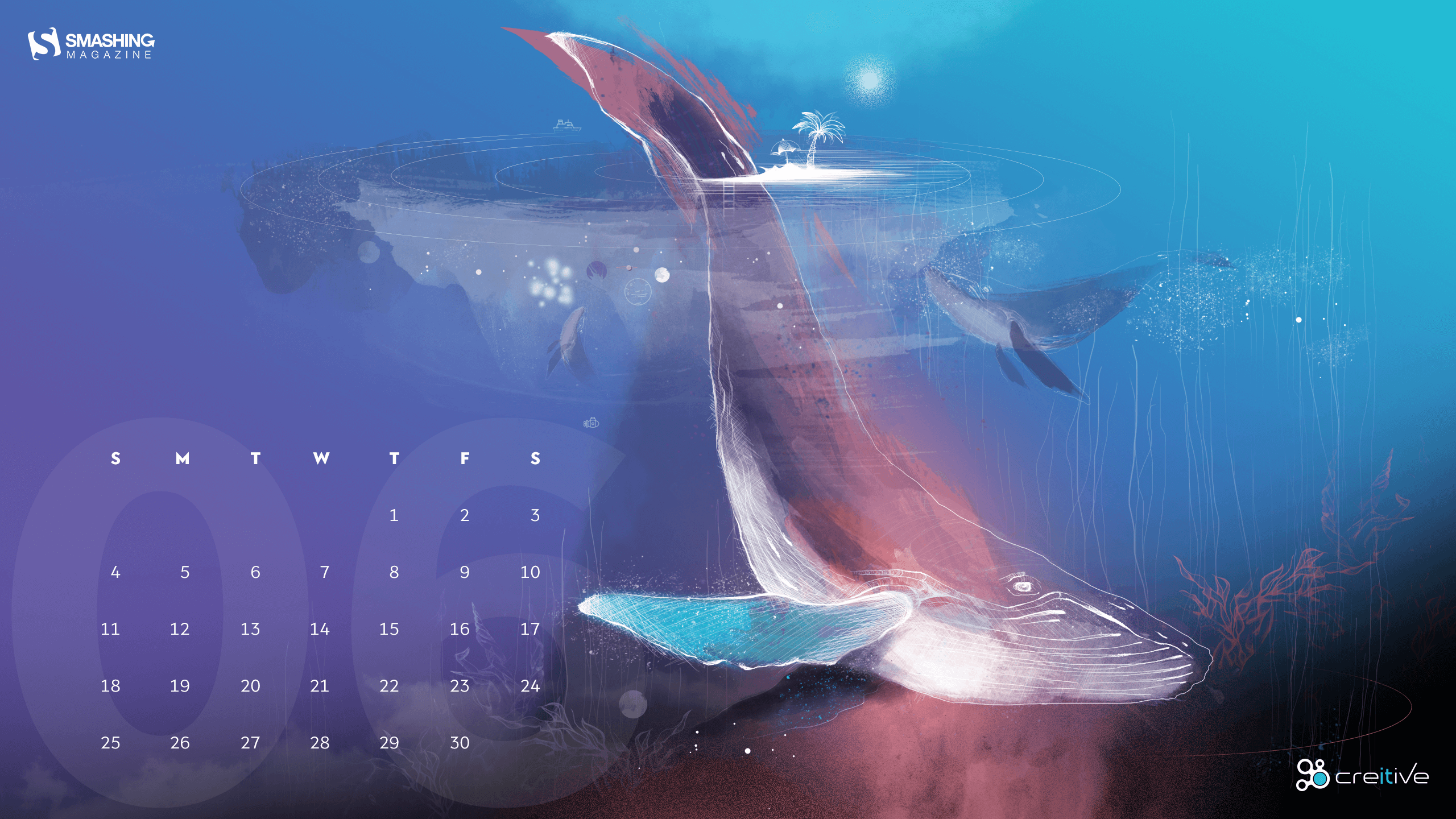 Balena sott'acqua illustrazione, 2560x1440 QHD, PC