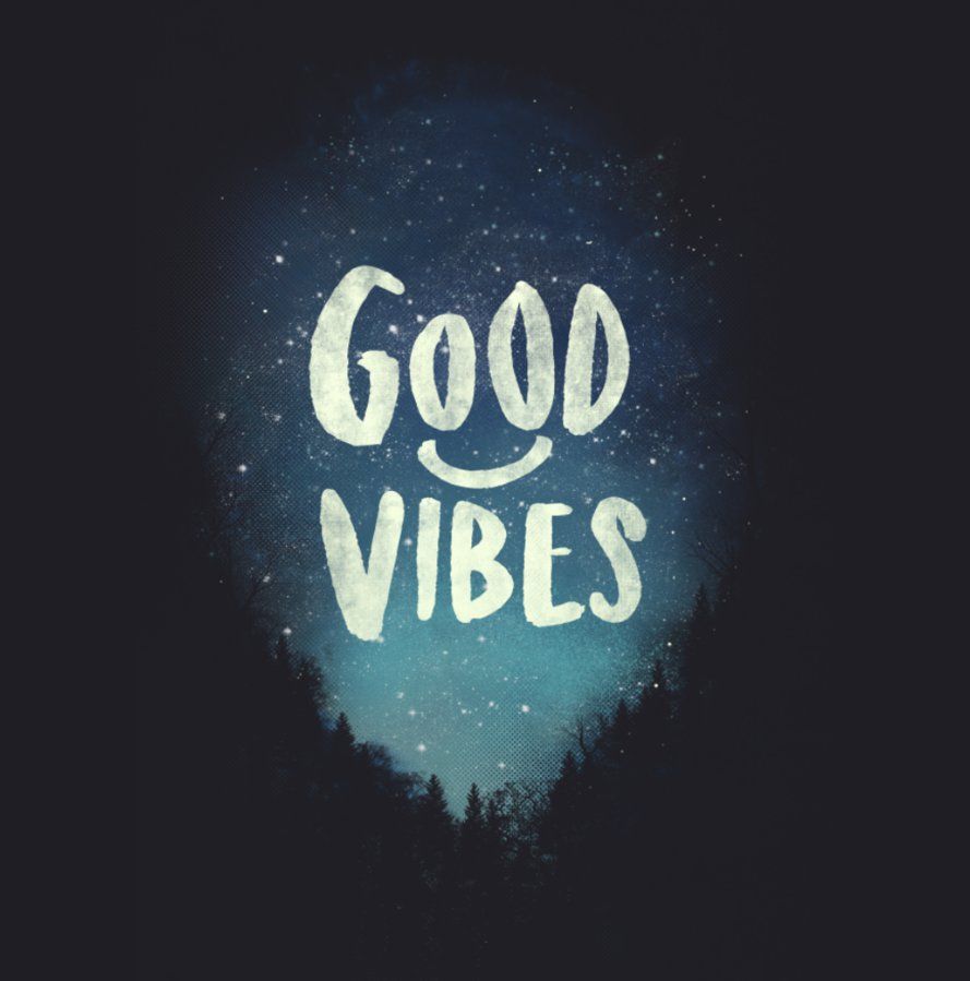 Scritta Good Vibes cielo stellato, 889x899 Verticale, Mobile