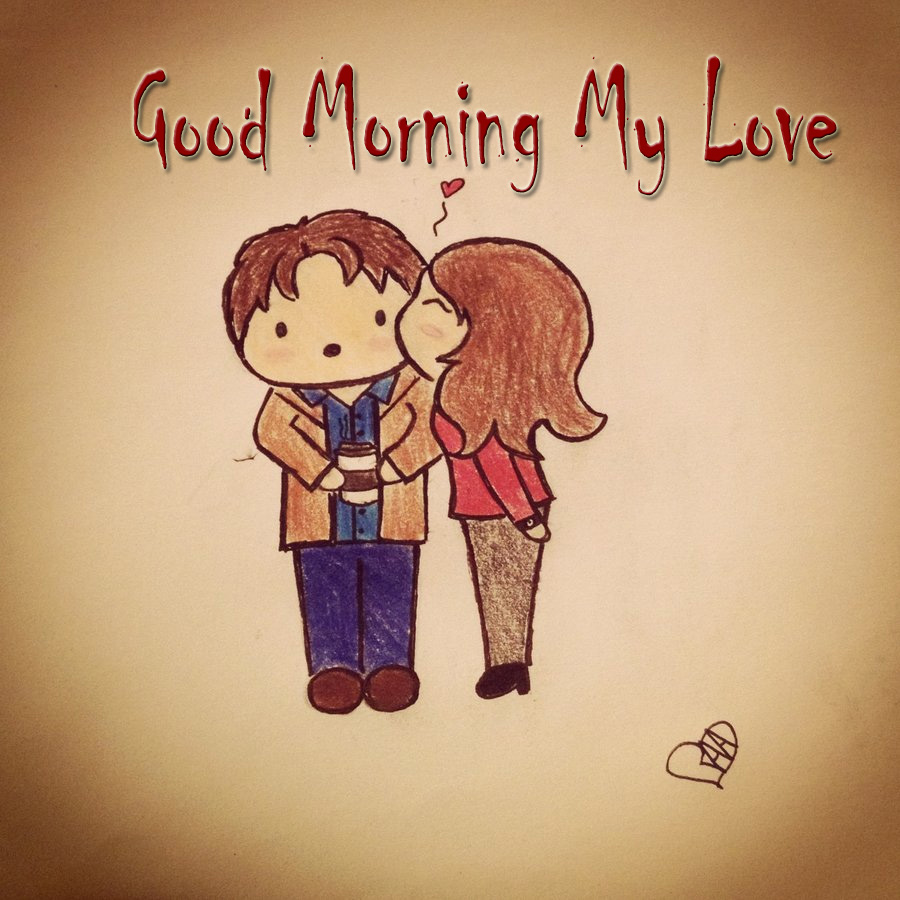 Coppia cartoon bacio, buongiorno, 900x900 HD, Desktop
