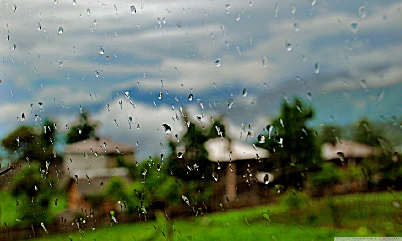 Gocce pioggia su vetro, campagna, 1280x768 HD, Desktop