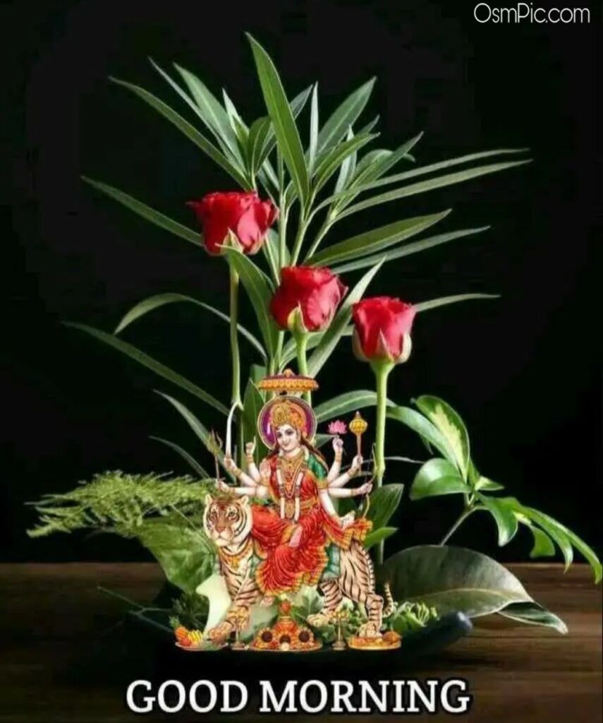 Statua Durga con rose rosse, 855x1024 Full HD Verticale, Smartphone