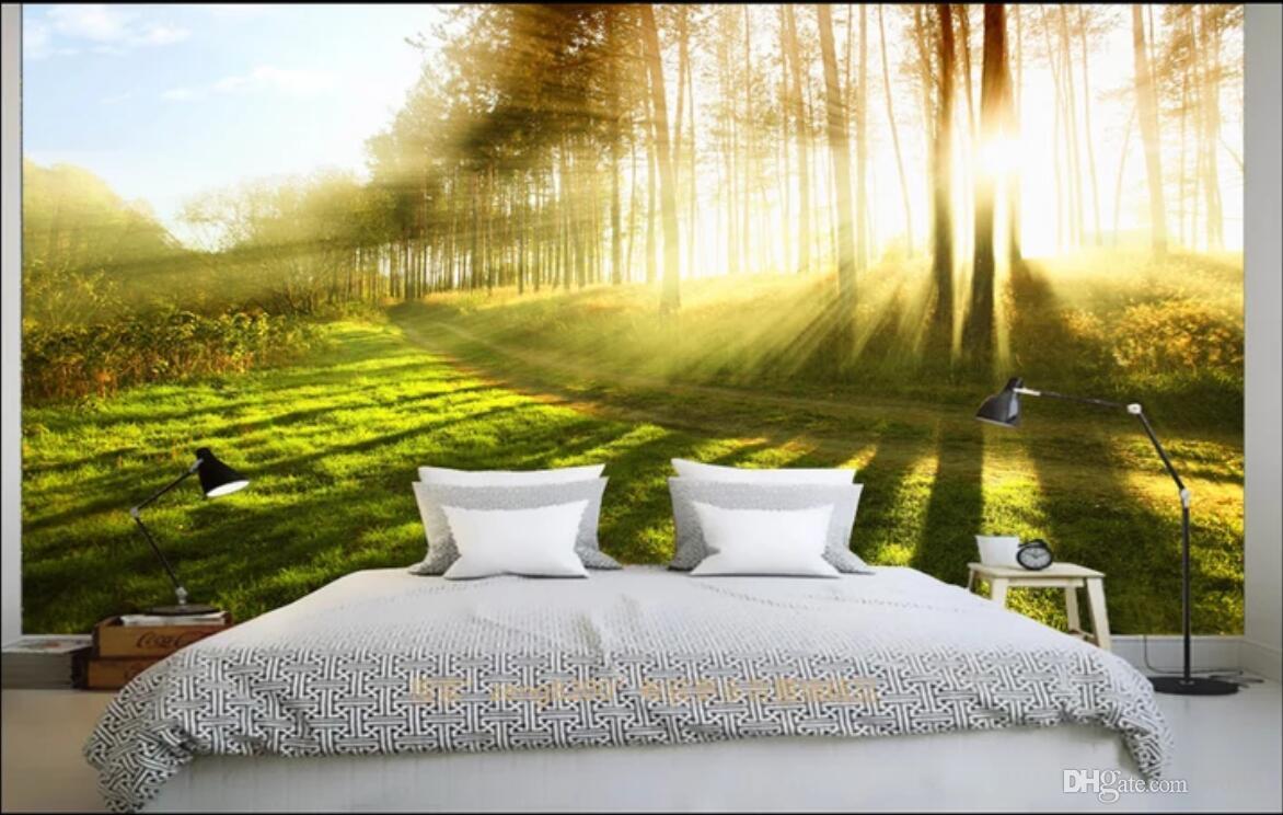 Camera da letto con murale foresta soleggiata, 1172x744 HD, Desktop