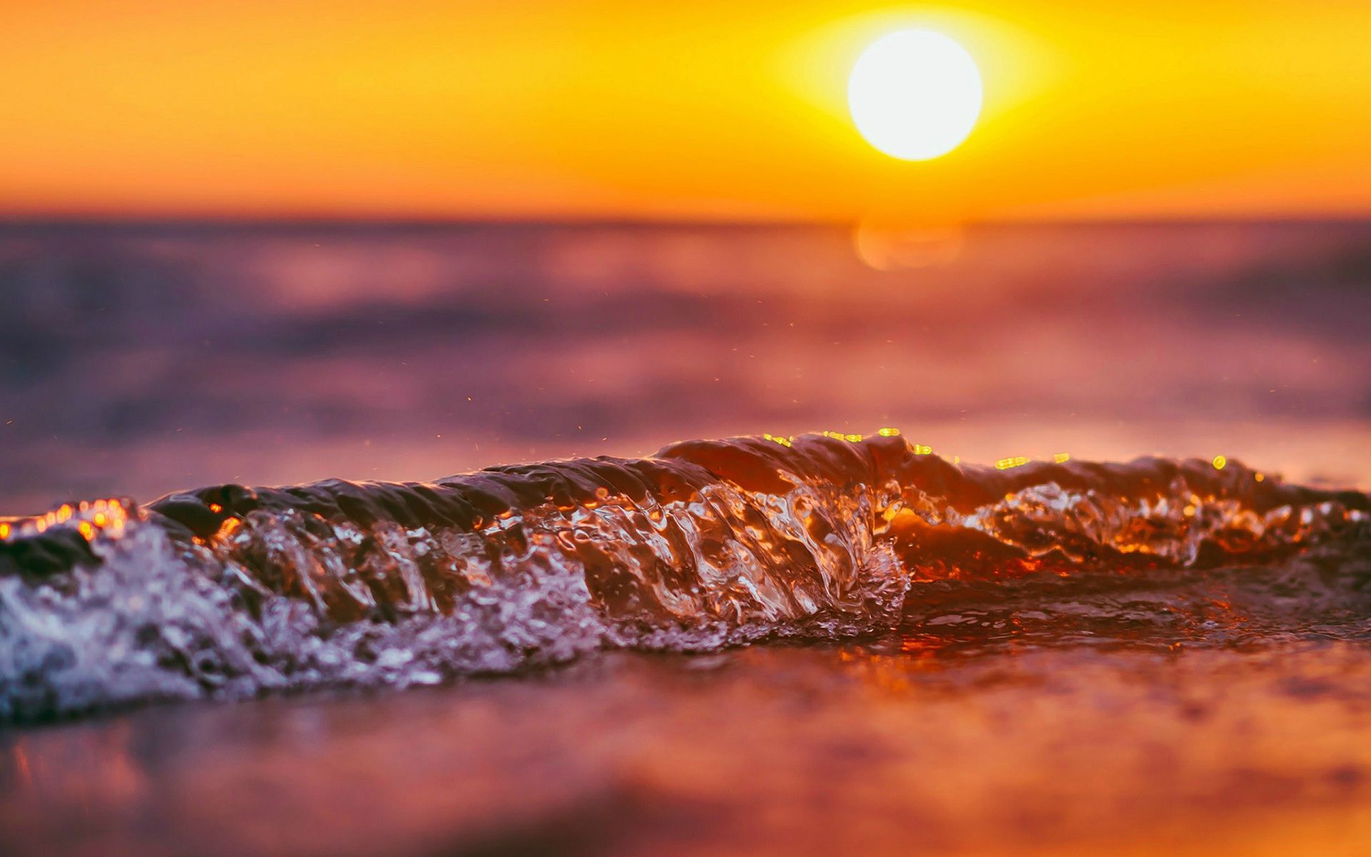 Onda mare al tramonto, 1920x1200 Full HD+, PC Desktop