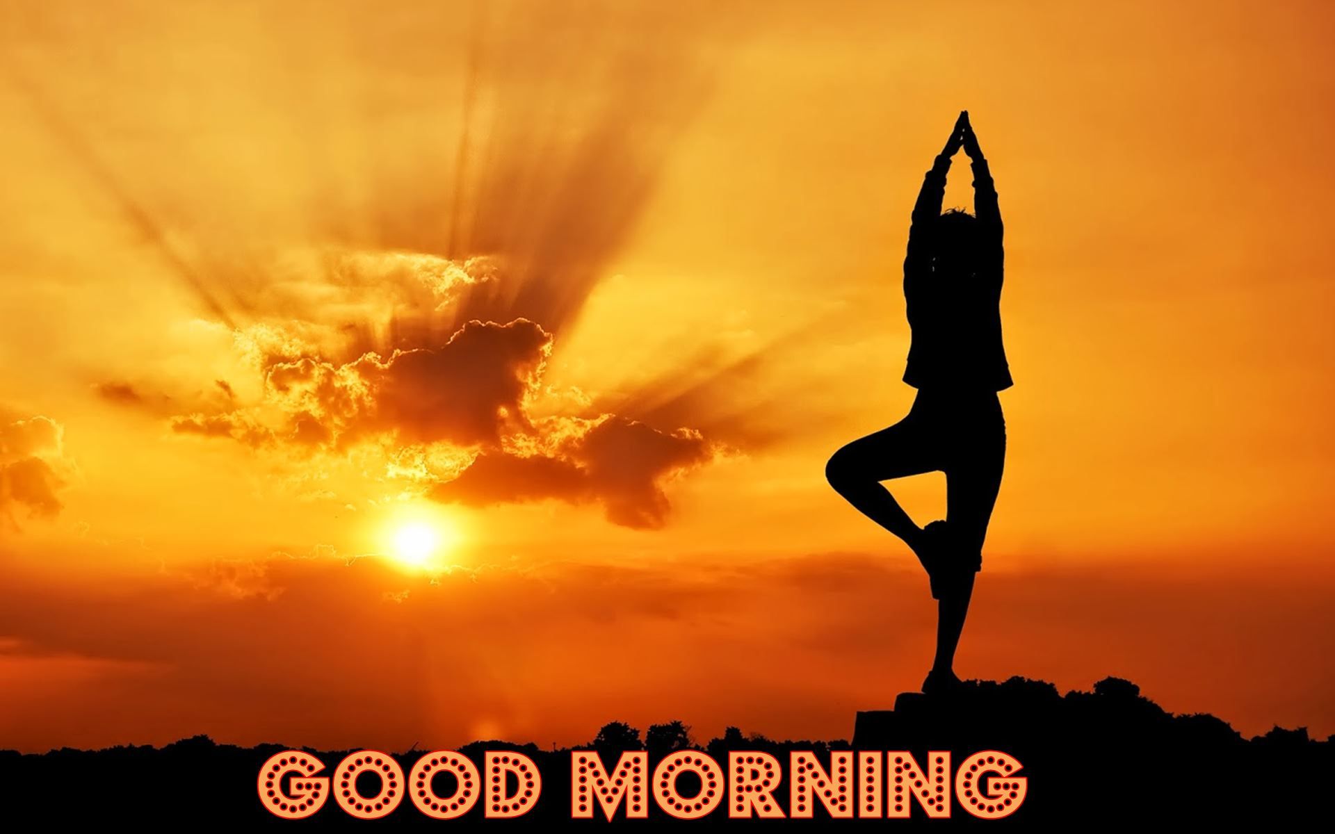Silhouette yoga alba arancione, 1920x1200 WUXGA, PC Desktop
