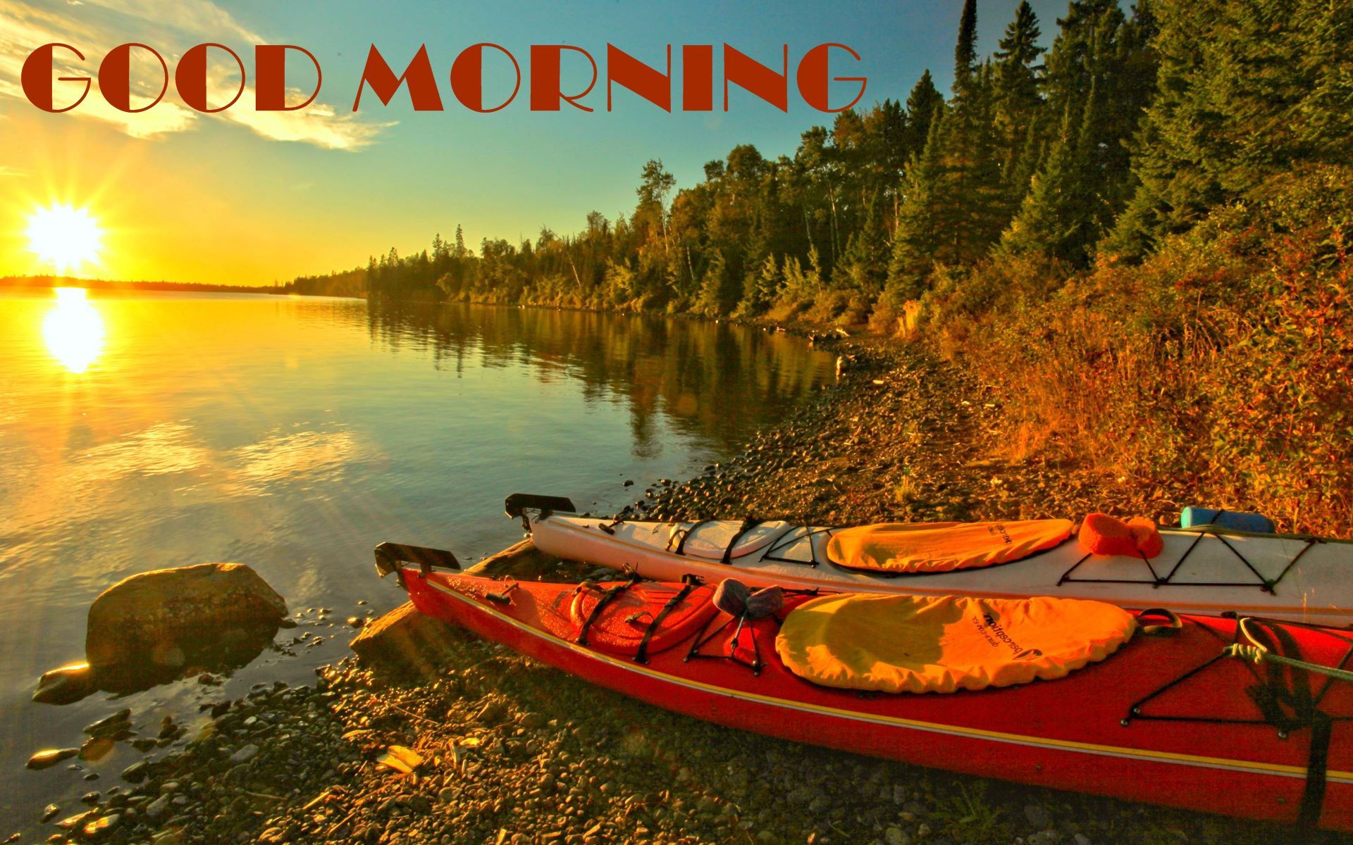 Kayak alba lago foresta, 1920x1200 Full HD+, Desktop