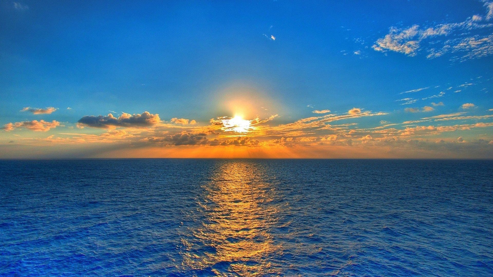 Tramonto sole sull'oceano, 1920x1080 Full HD, PC Desktop