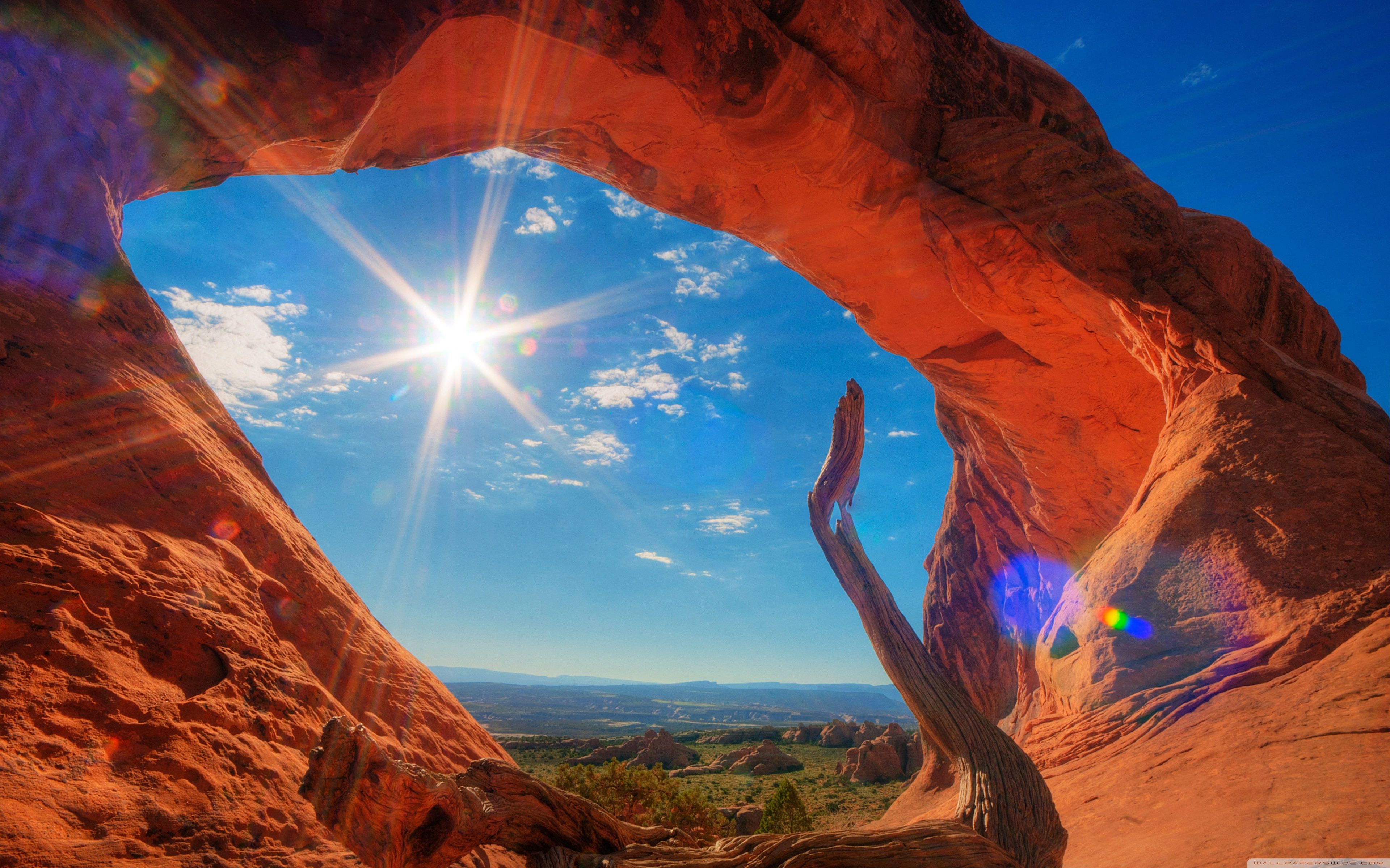 Arco roccioso con sole splendente, 3840x2400 Ultra HD, 4K TV