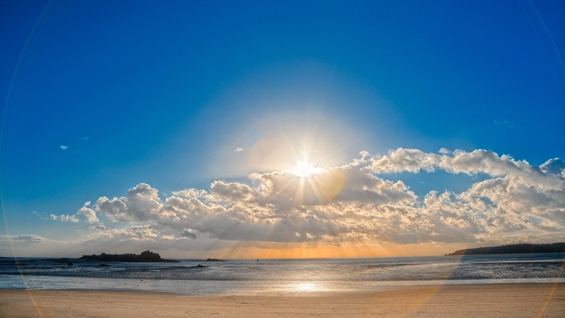 Sole spiaggia oceano tramonto, 1920x1080 1080p, Laptop