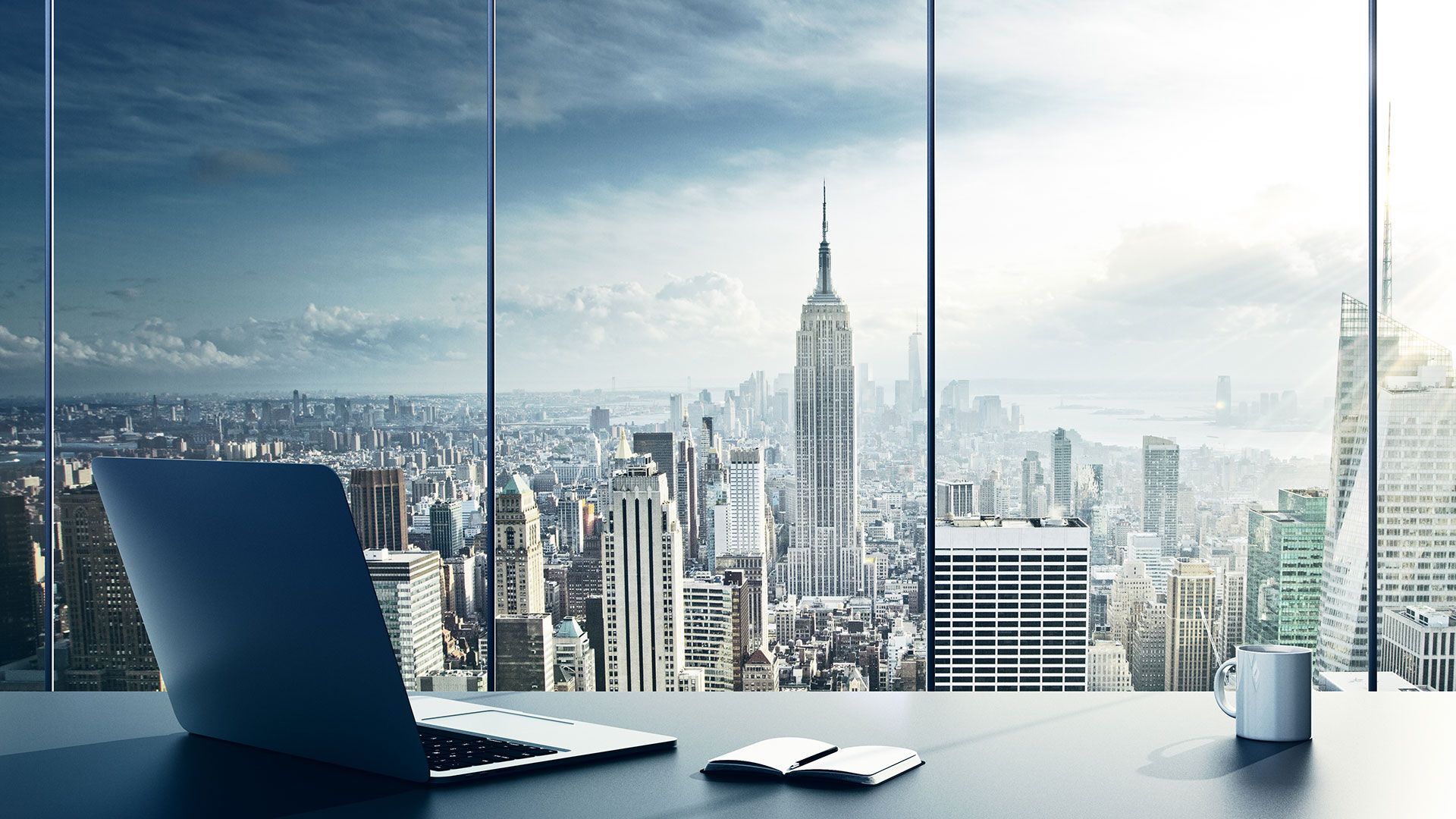 Ufficio con vista skyline New York, 1920x1080 Full HD 1080p, Desktop