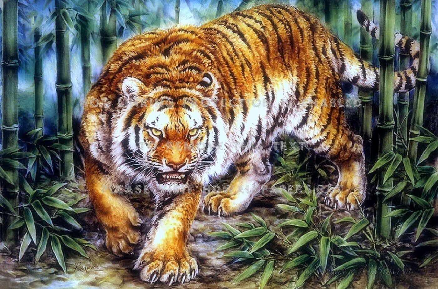 Tigre dipinta tra bambù, 1400x923 HD, Desktop