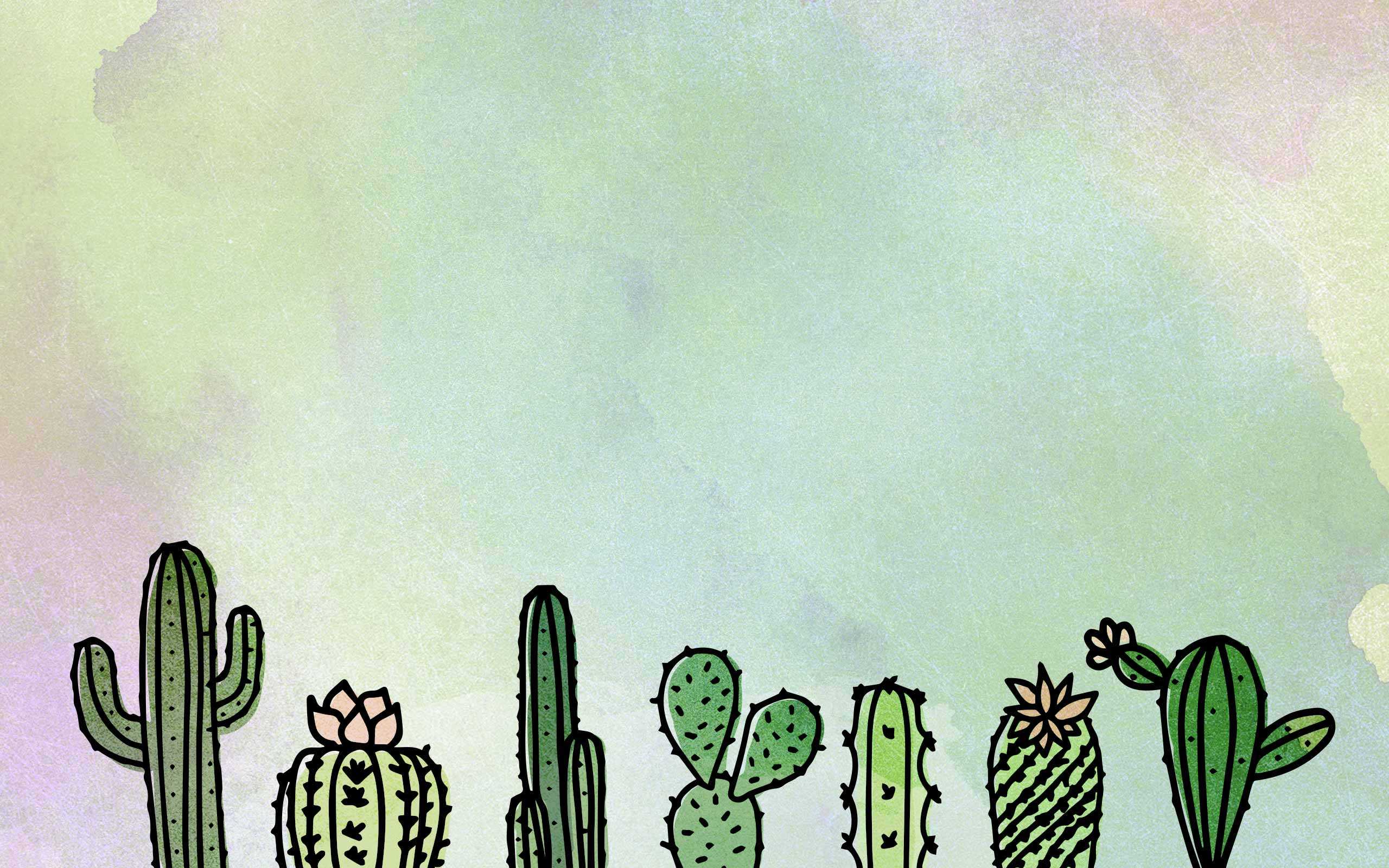 Cactus illustrati verde acquerello, 2560x1600 2K+, MacBook Pro