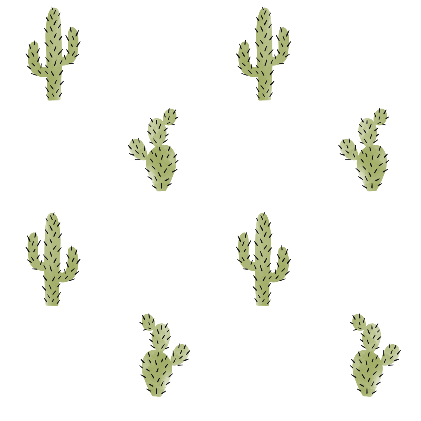 Pattern cactus verdi sfondo bianco, 1400x1400 720p, Laptop