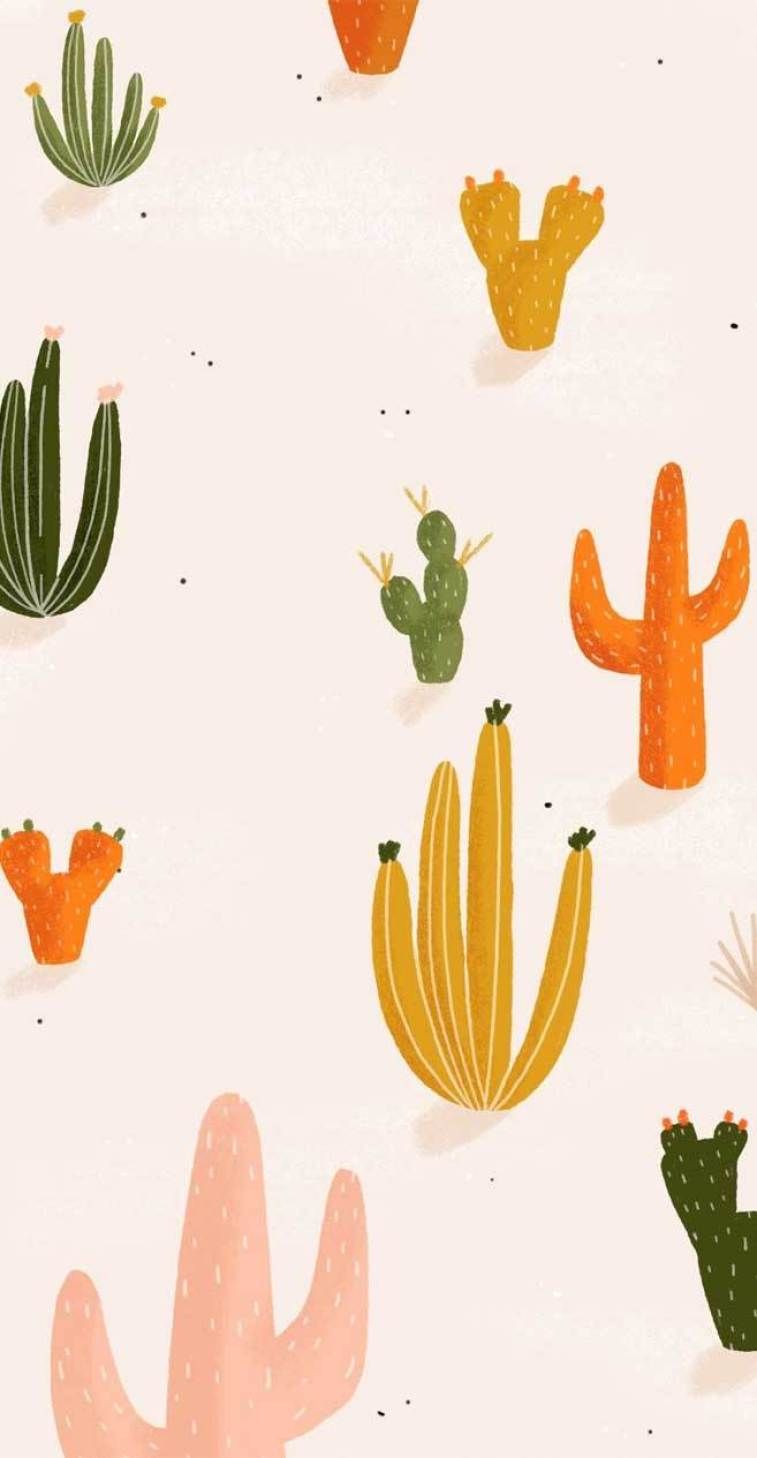 Cactus colorati illustrati, 757x1458 Verticale, Mobile
