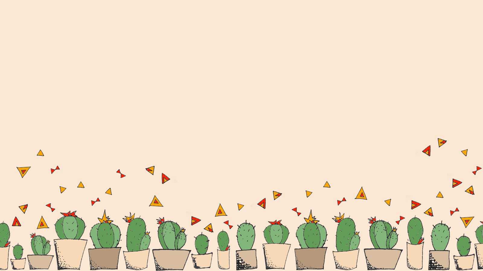 Cactus in vasetti illustrati, 1600x900 HD Ready, Laptop