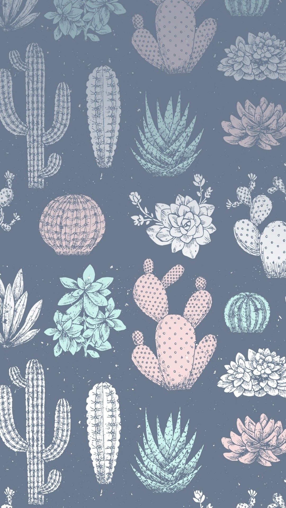Pattern cactus e succulente pastello, 1080x1920 Verticale, Samsung Galaxy