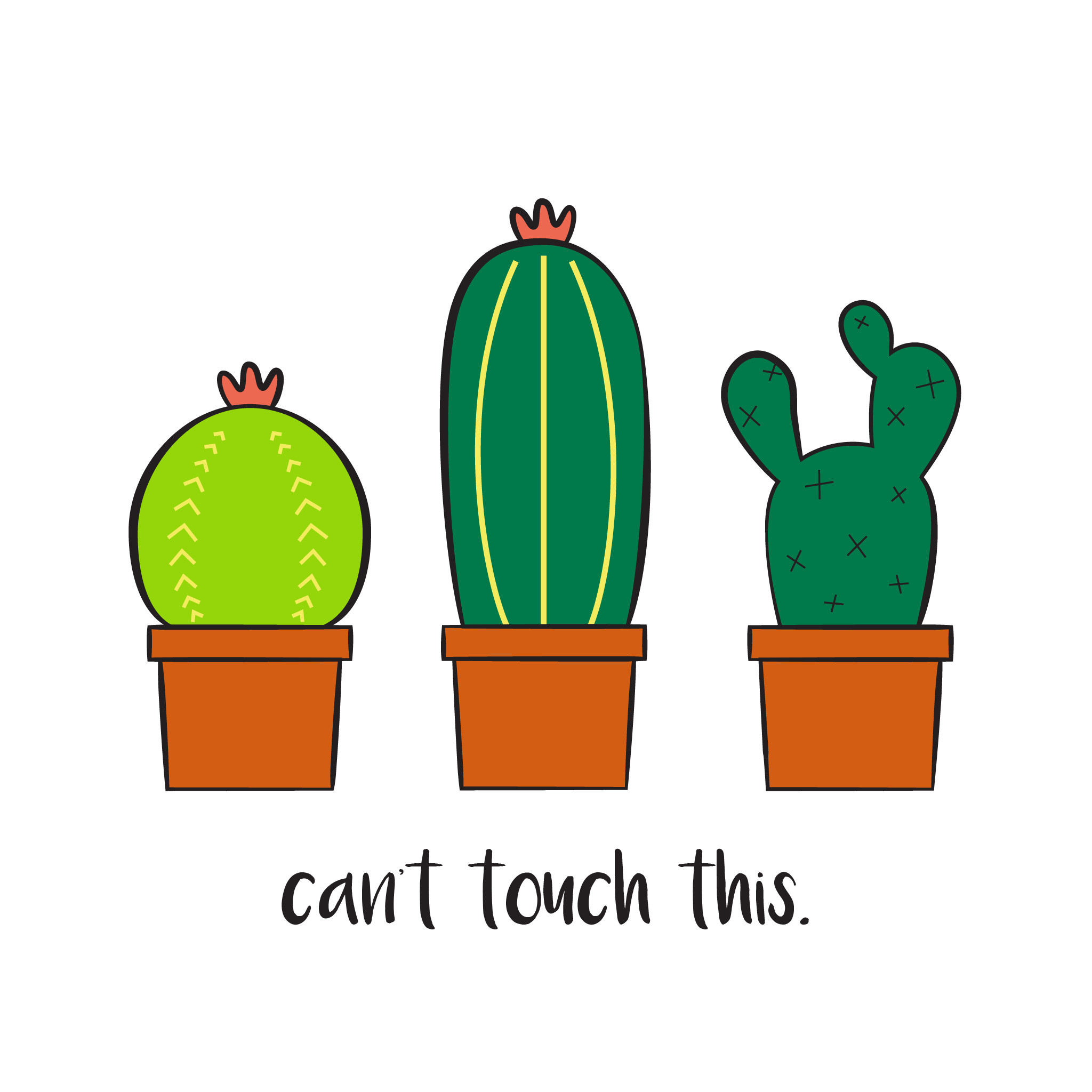 Tre cactus in vaso illustrati, 2048x2048 alta risoluzione, iMac