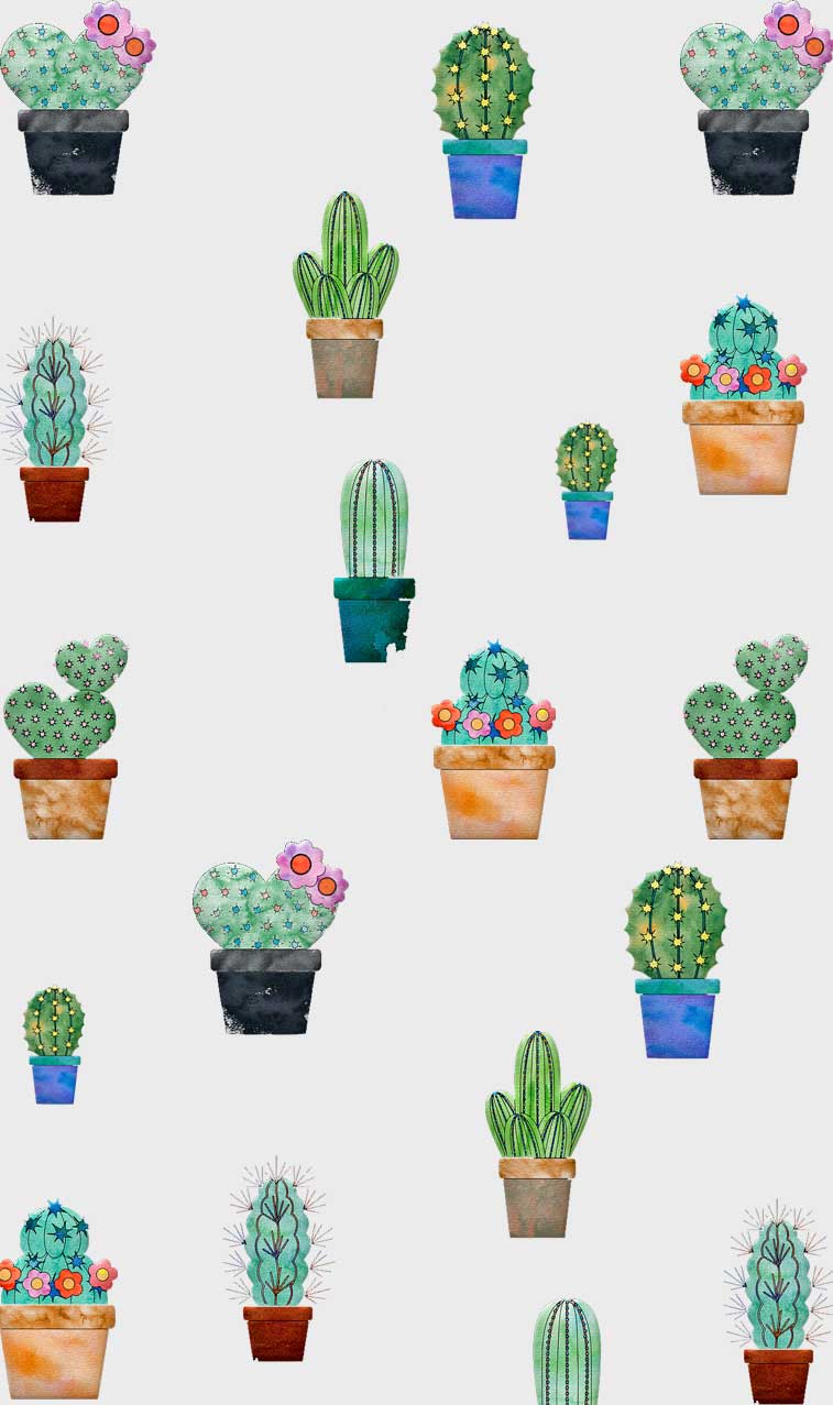 Cactus in vasetti pattern, 757x1277 Verticale, Telefono