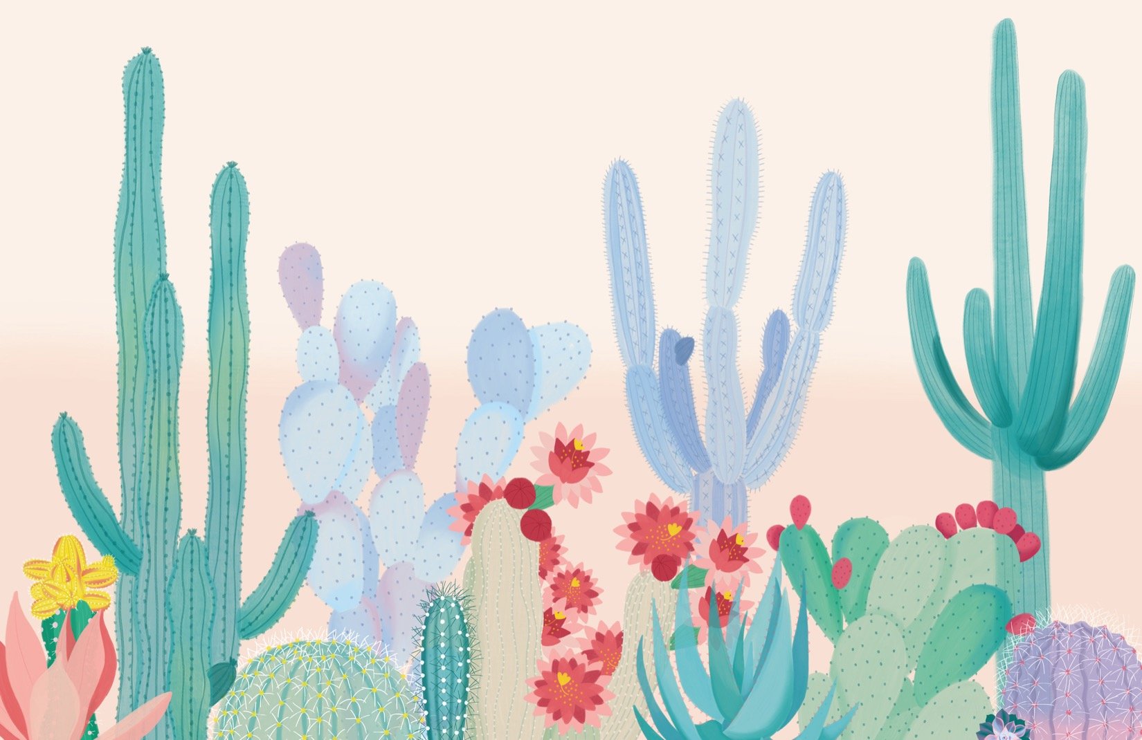 Cactus colorati illustrazione pastello, 1650x1070 900p, MacBook Air
