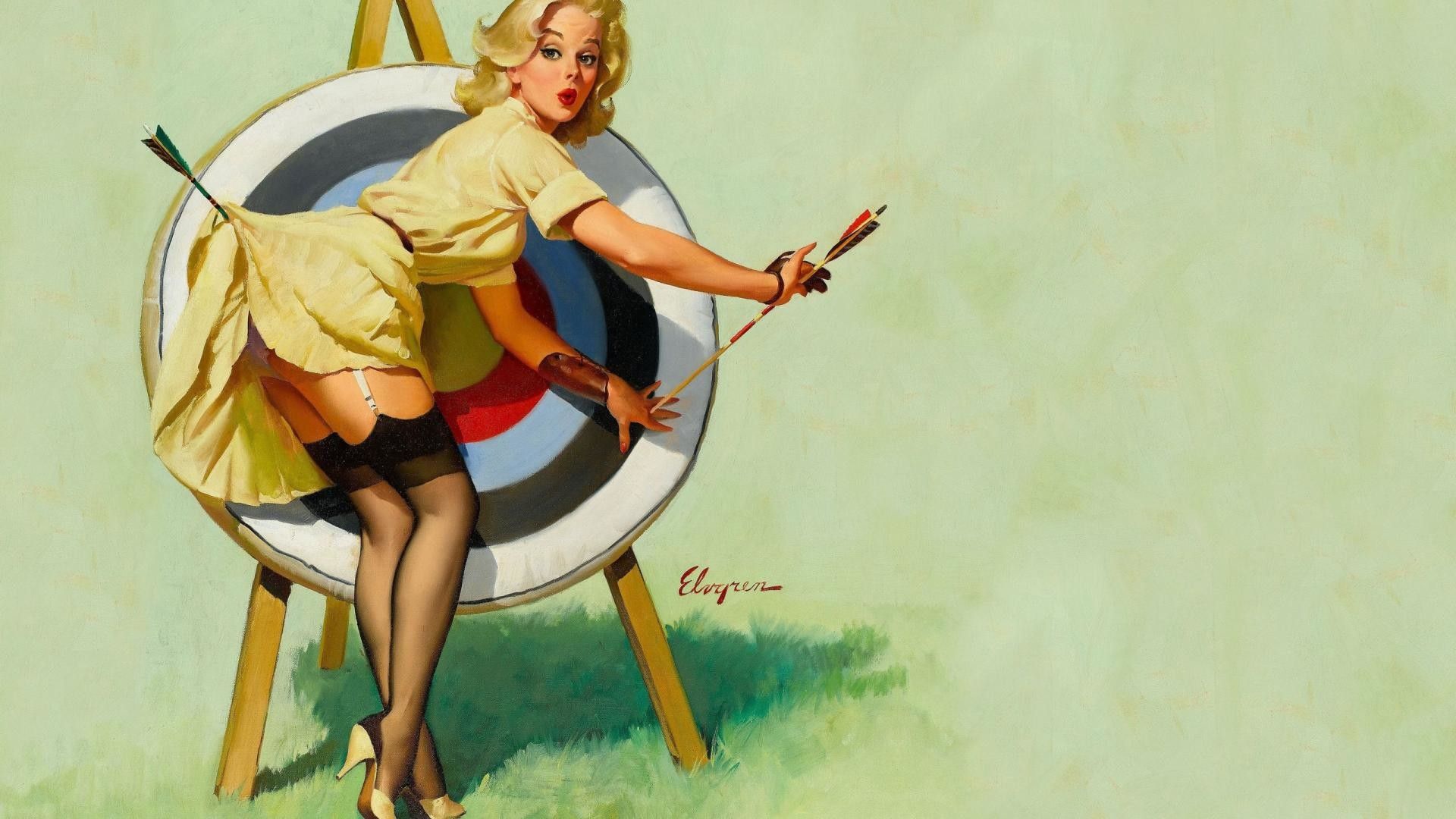 Pin up bersaglio arciere vintage, 1920x1080 Full HD, PC