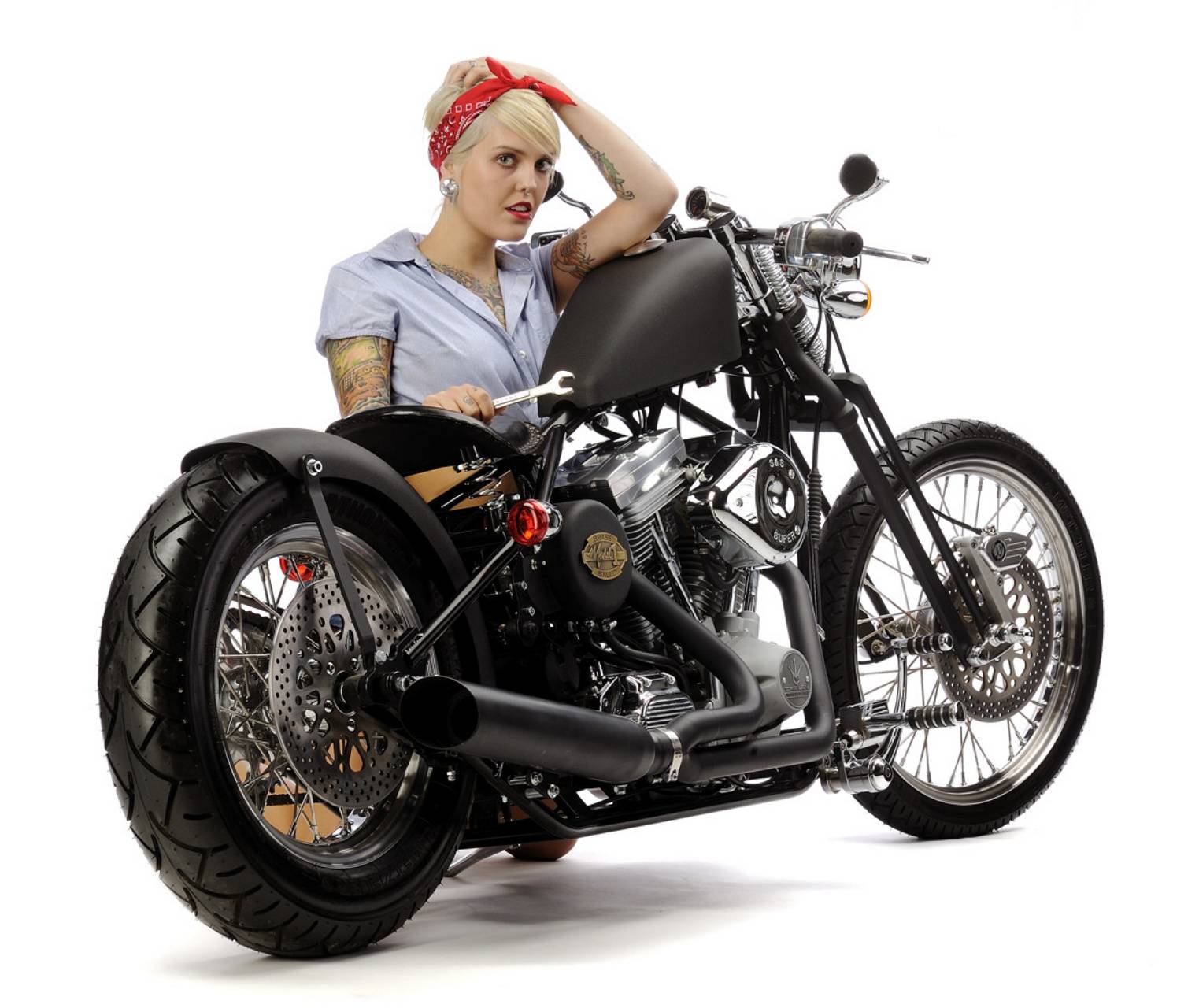 Pin up donna con bobber nera, 1523x1280 720p, Laptop