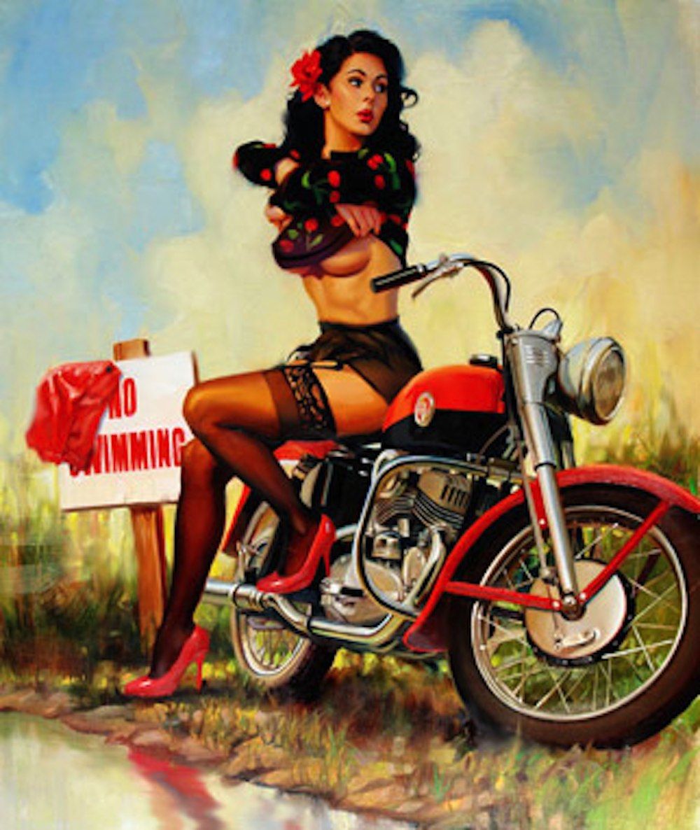 Pin up su moto café racer, 1000x1186 Full HD Verticale, iPhone