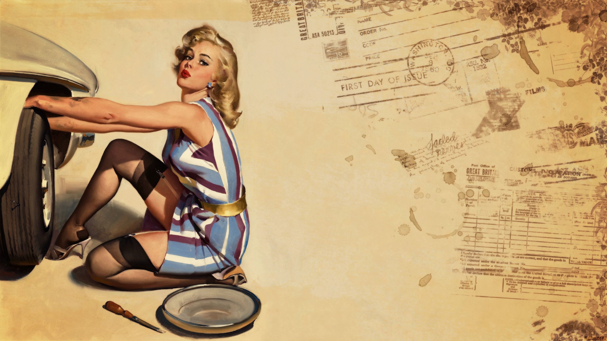 Pin up donna cambio ruota, 2560x1440 2K QHD, PC