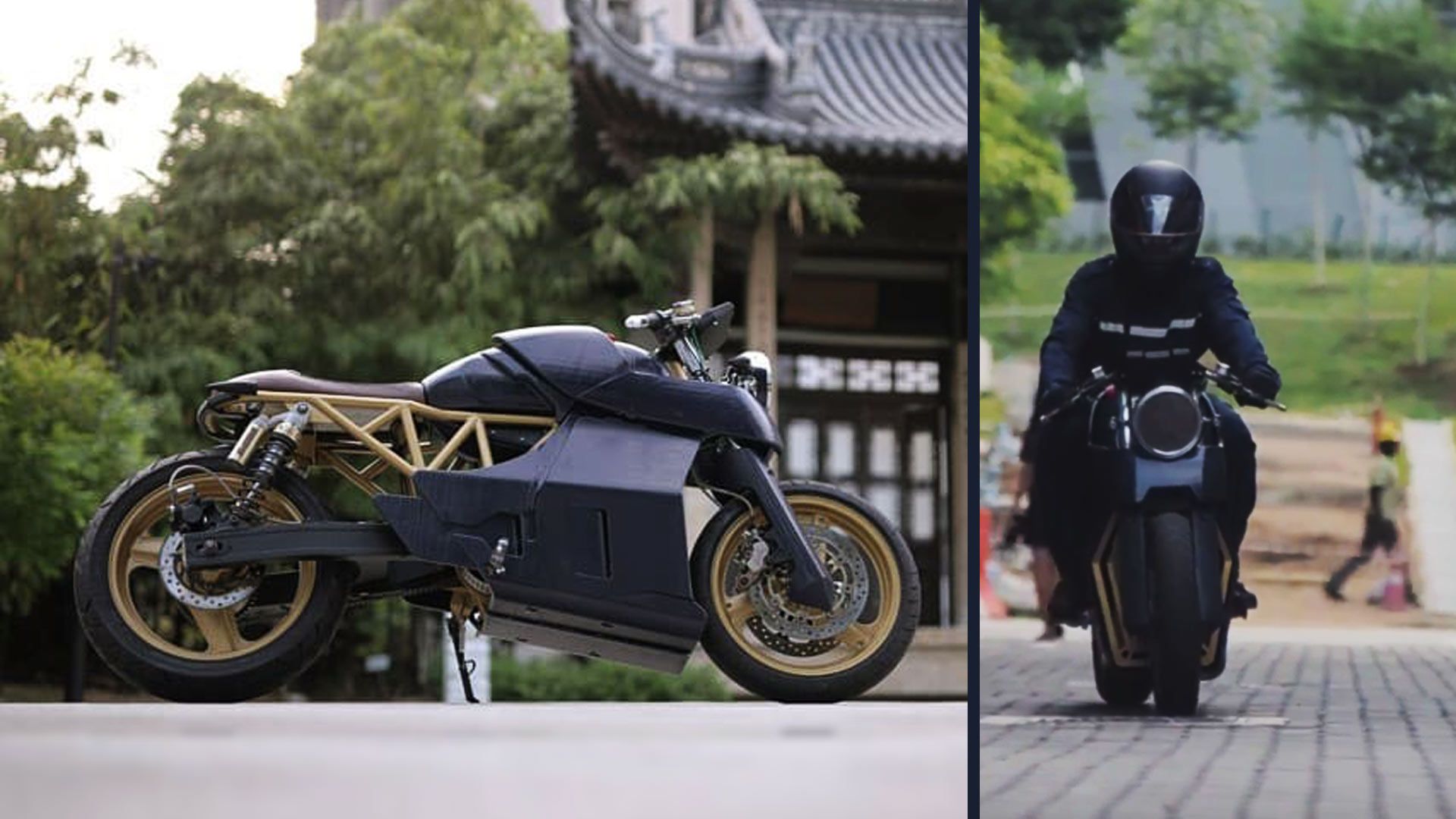 Moto café racer elettrica nera, 1920x1080 Full HD, Laptop