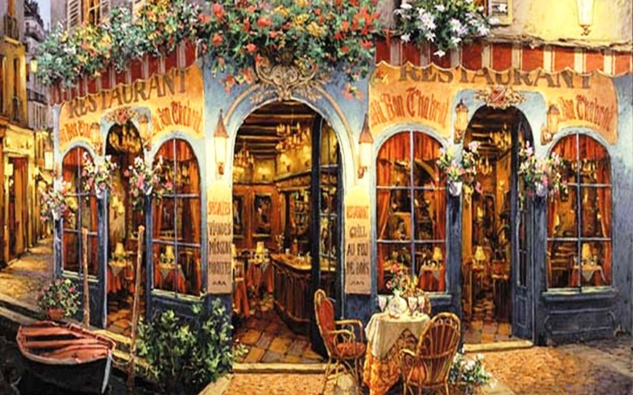 Caffè ristorante parigino dipinto, 1280x800 720p, PC