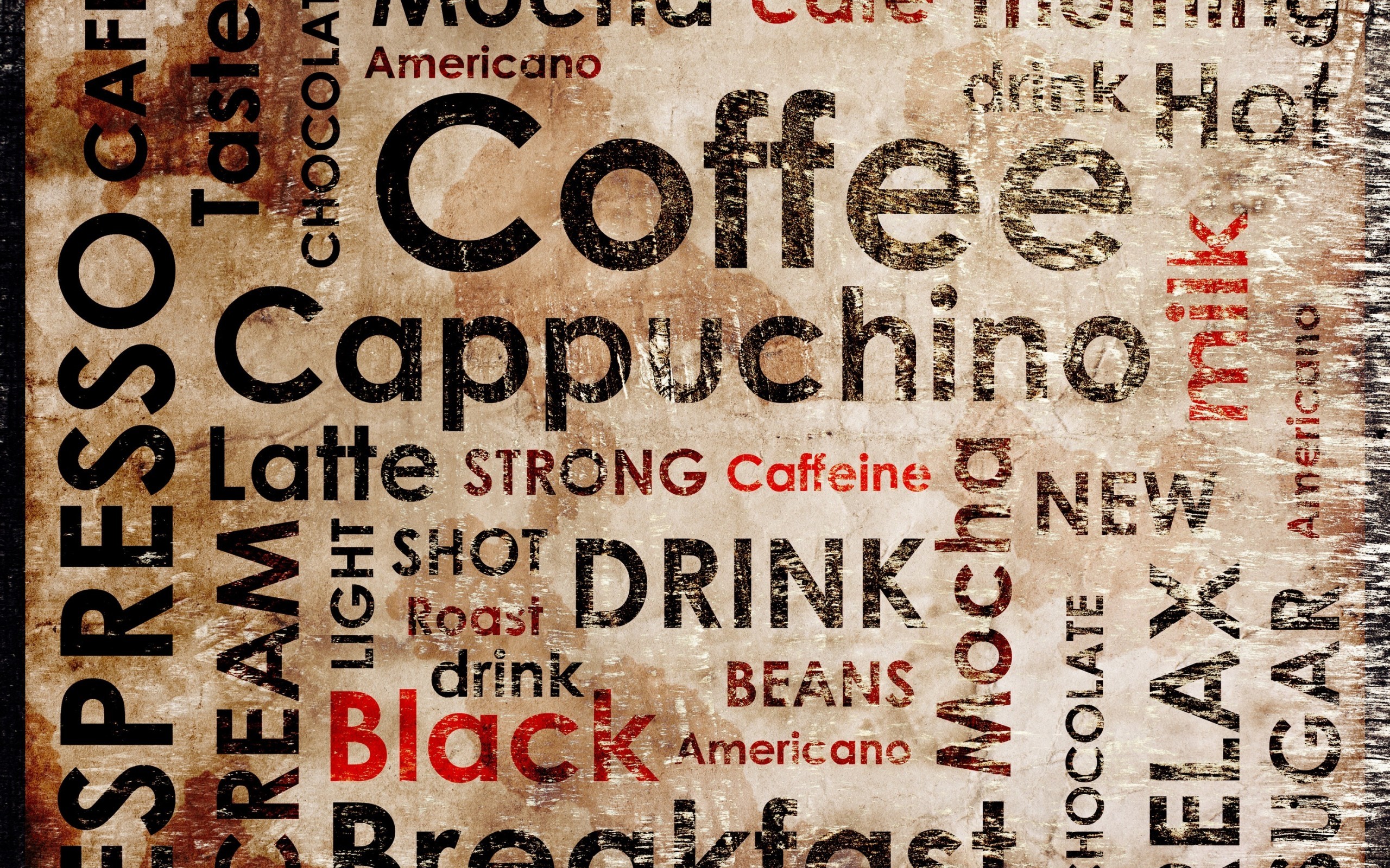 Tipografia parole caffè vintage, 2560x1600 2K+, Desktop