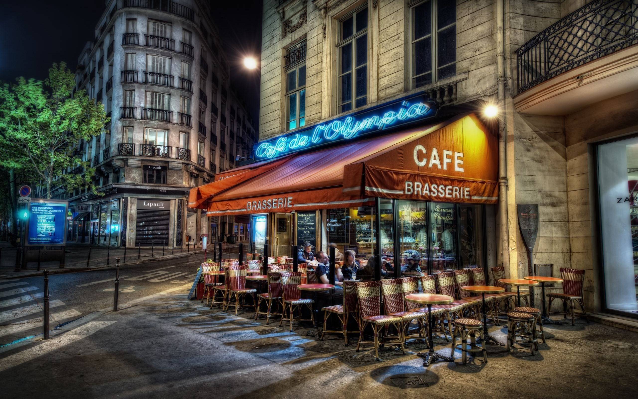 Caffè parigino di sera, 2560x1600 2K+, Desktop