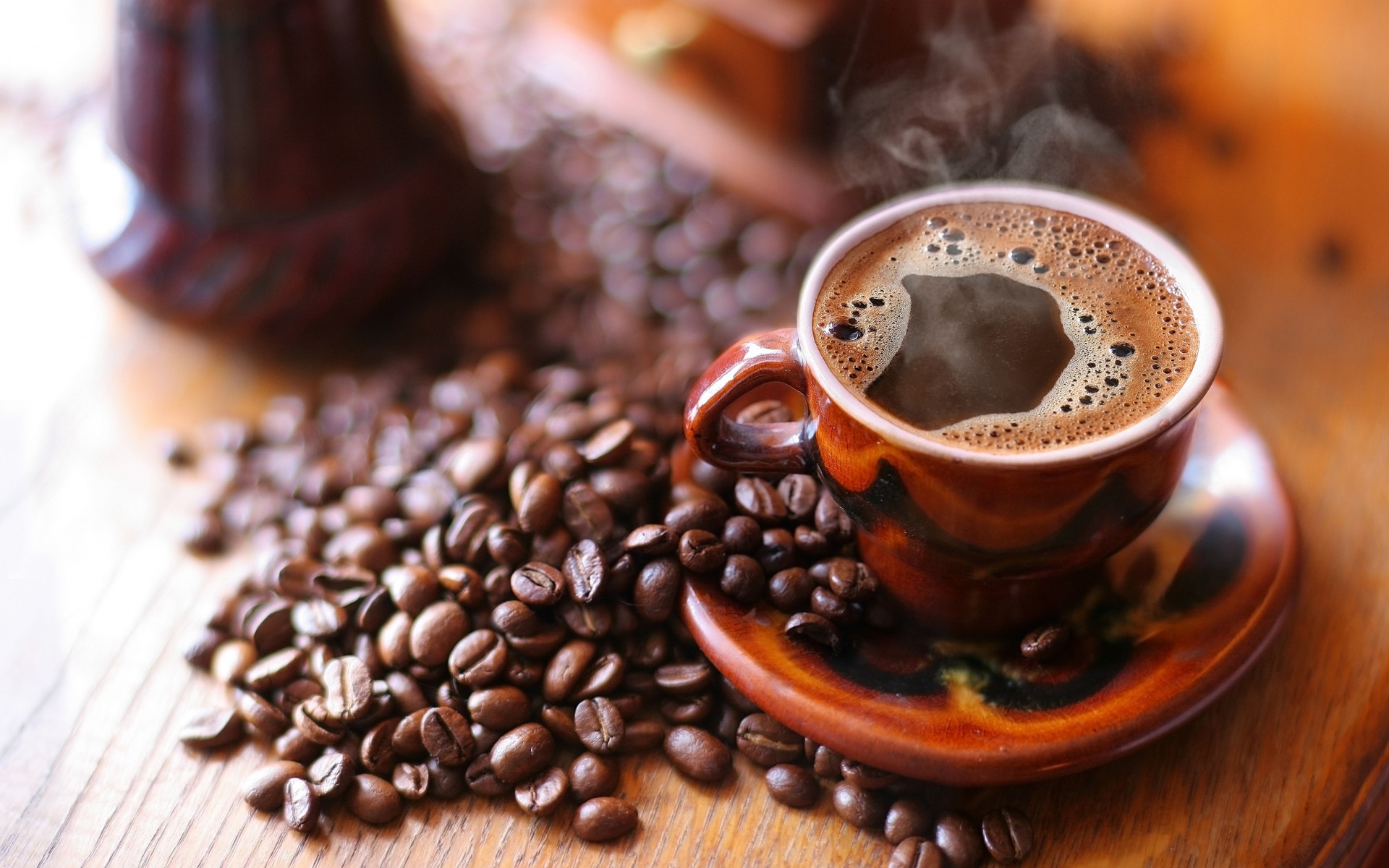 Tazza di caffè con chicchi, 1920x1200 WUXGA, PC